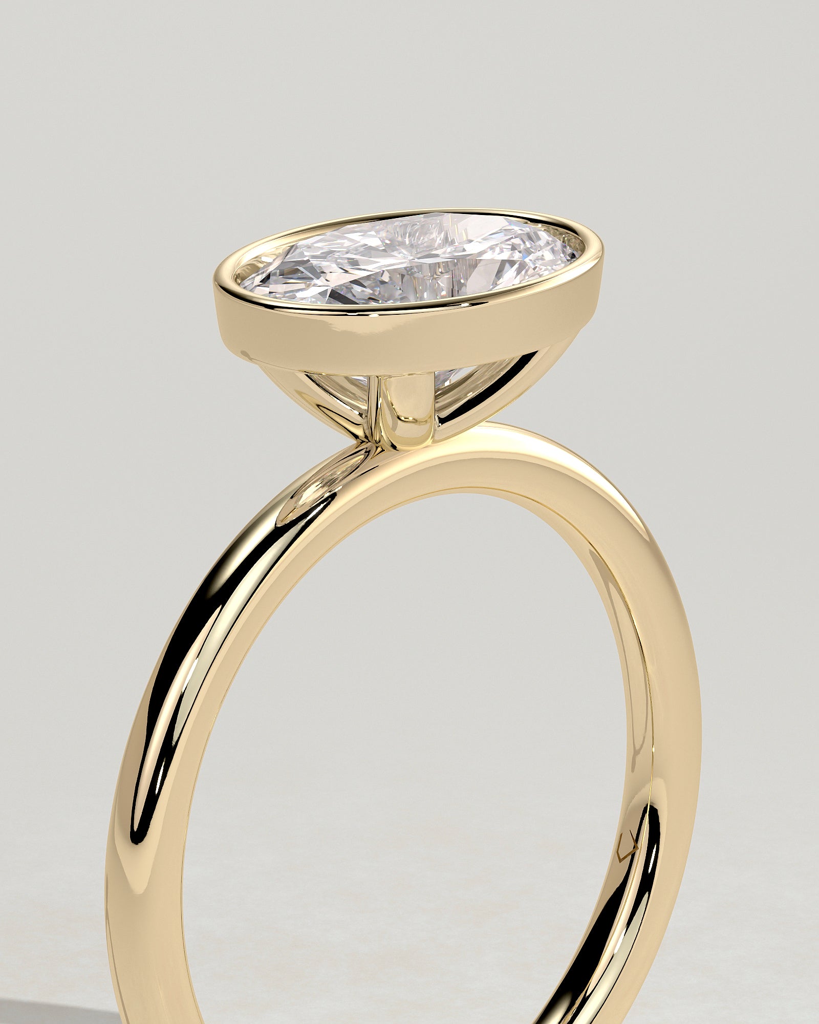 2.0CT East West Oval Lab Grown Diamond Bezel Solitaire Engagement Ring
