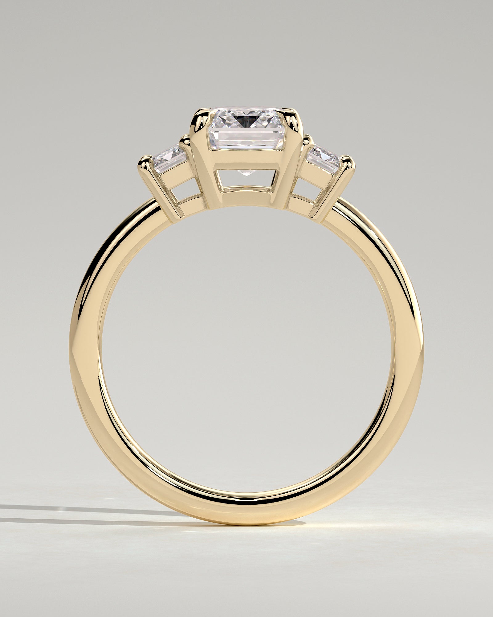 2.0CT Emerald Cut Lab Grown Diamond Three Stone Engagement Ring