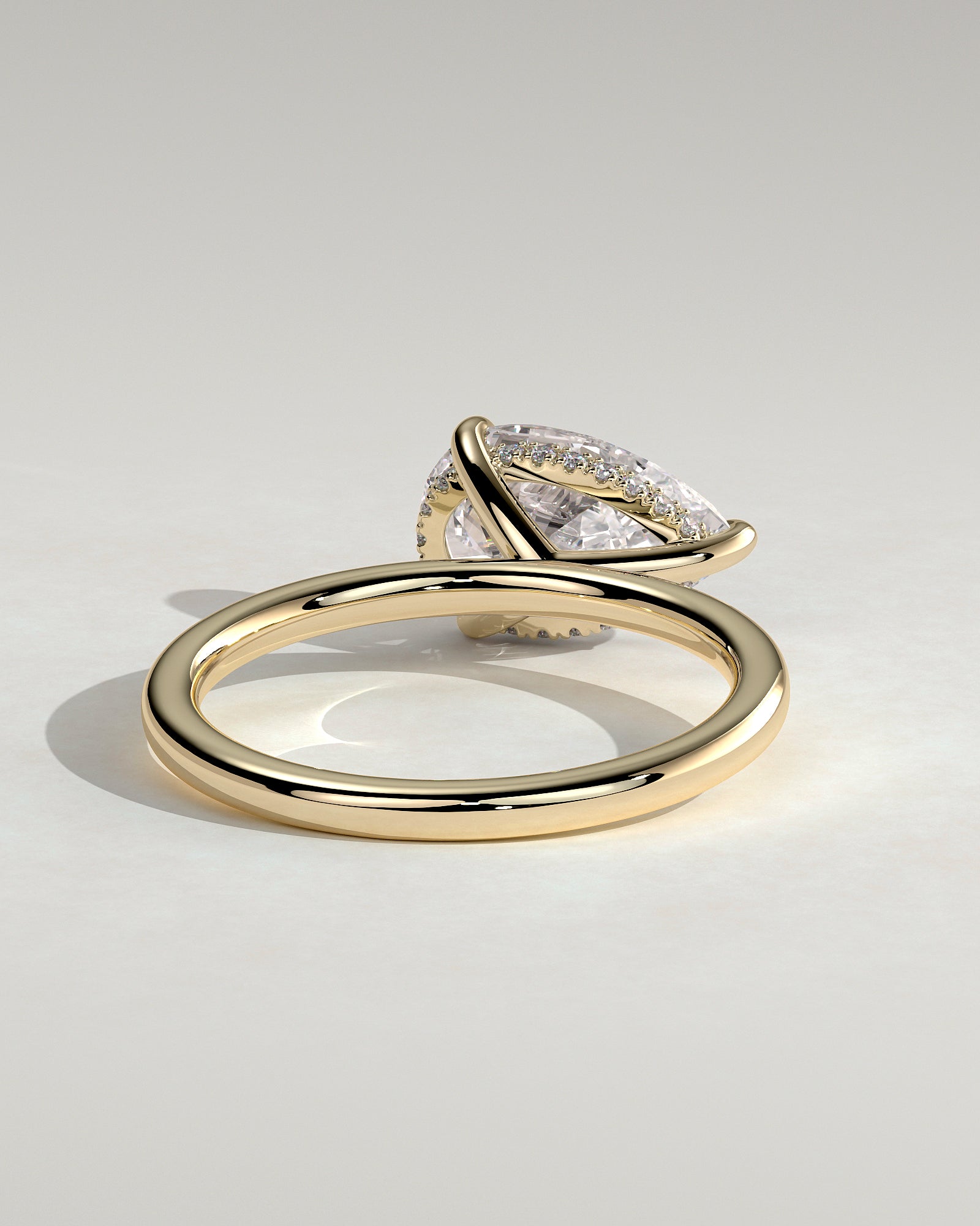 2.0CT East West Pear Lab Grown Diamond Hidden Halo Solitaire Engagement Ring