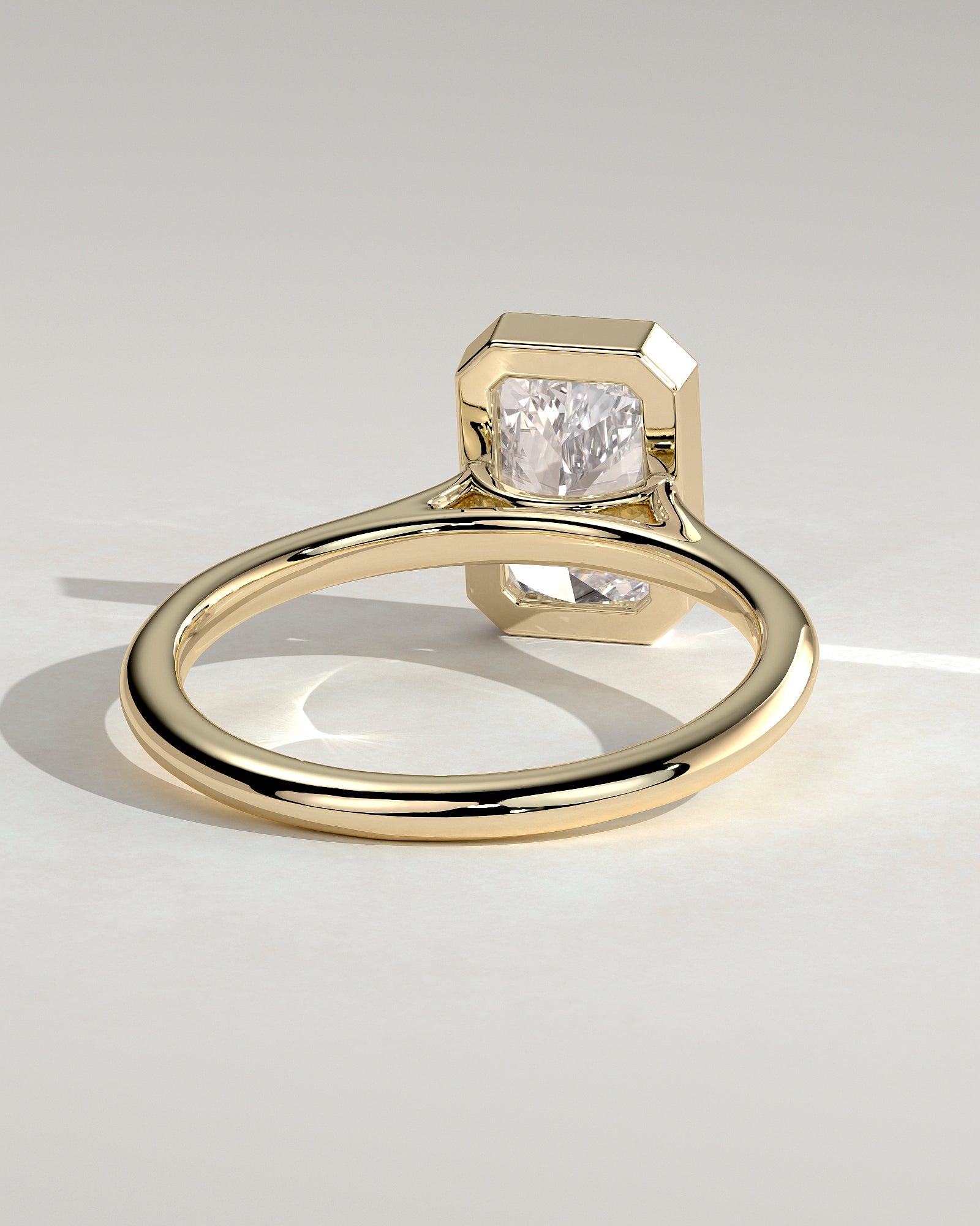 2.0CT Bezel Set Radiant Cut Lab Grown Diamond Solitaire Cathedral Engagement Ring