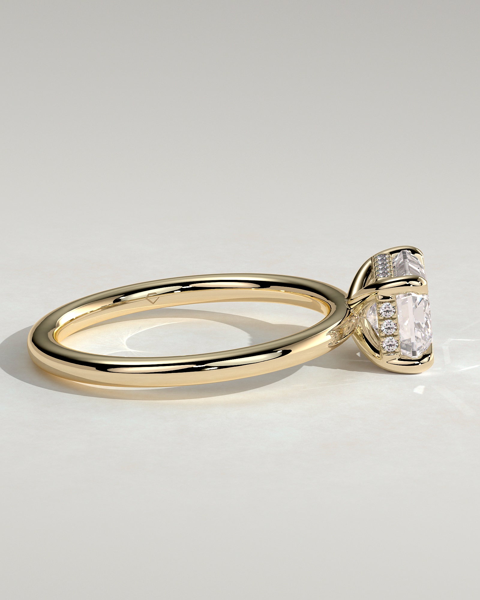 2.0CT East West Emerald Cut Lab Grown Diamond Hidden Halo Solitaire Engagement Ring