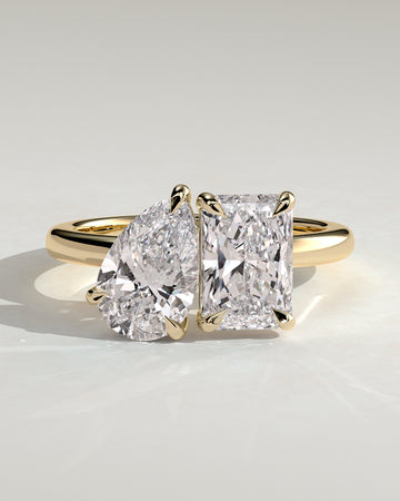 1.50CT Pear & 1.80CT Radiant Lab Grown Diamond Toi et Moi Engagement Ring