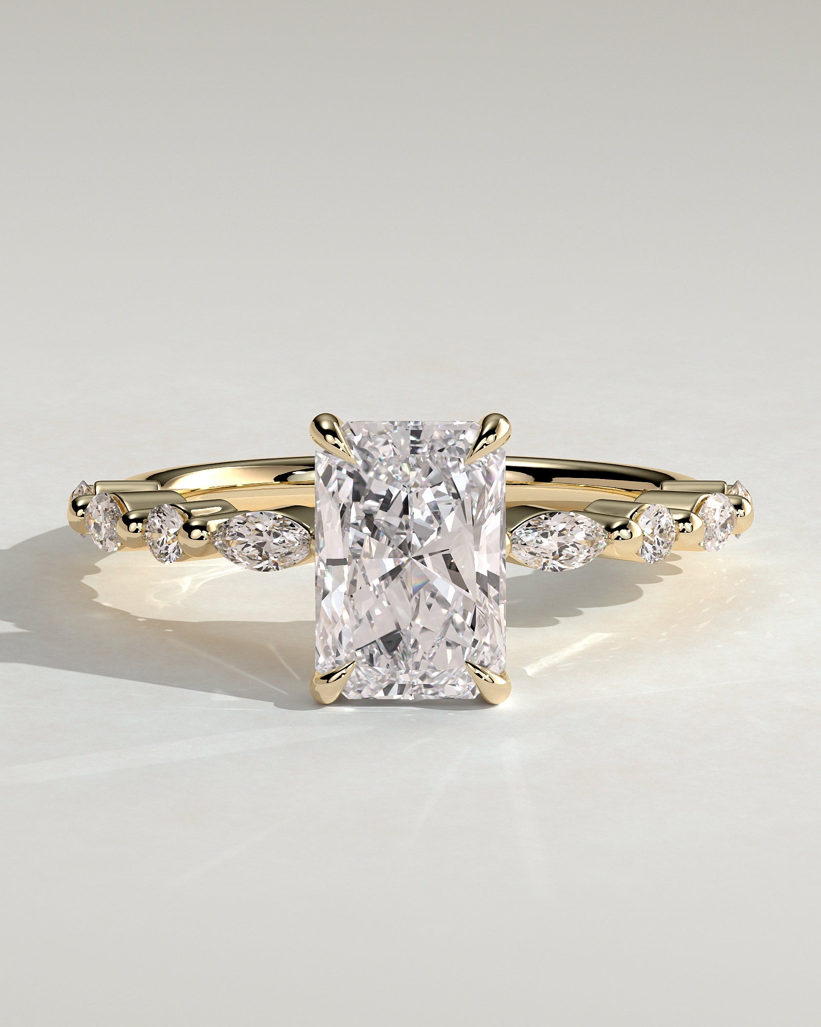 2.0CT Radiant Lab Grown Diamond Floating Bubble Pave Engagement Ring