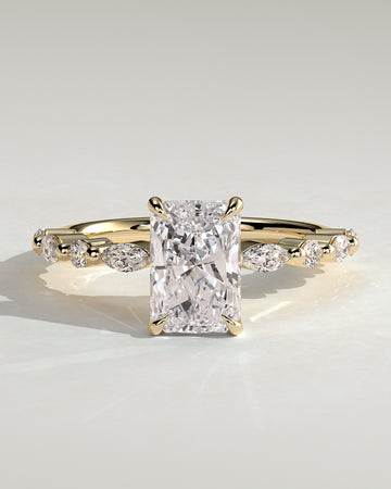 2.0CT Radiant Lab Grown Diamond Floating Bubble Pave Engagement Ring