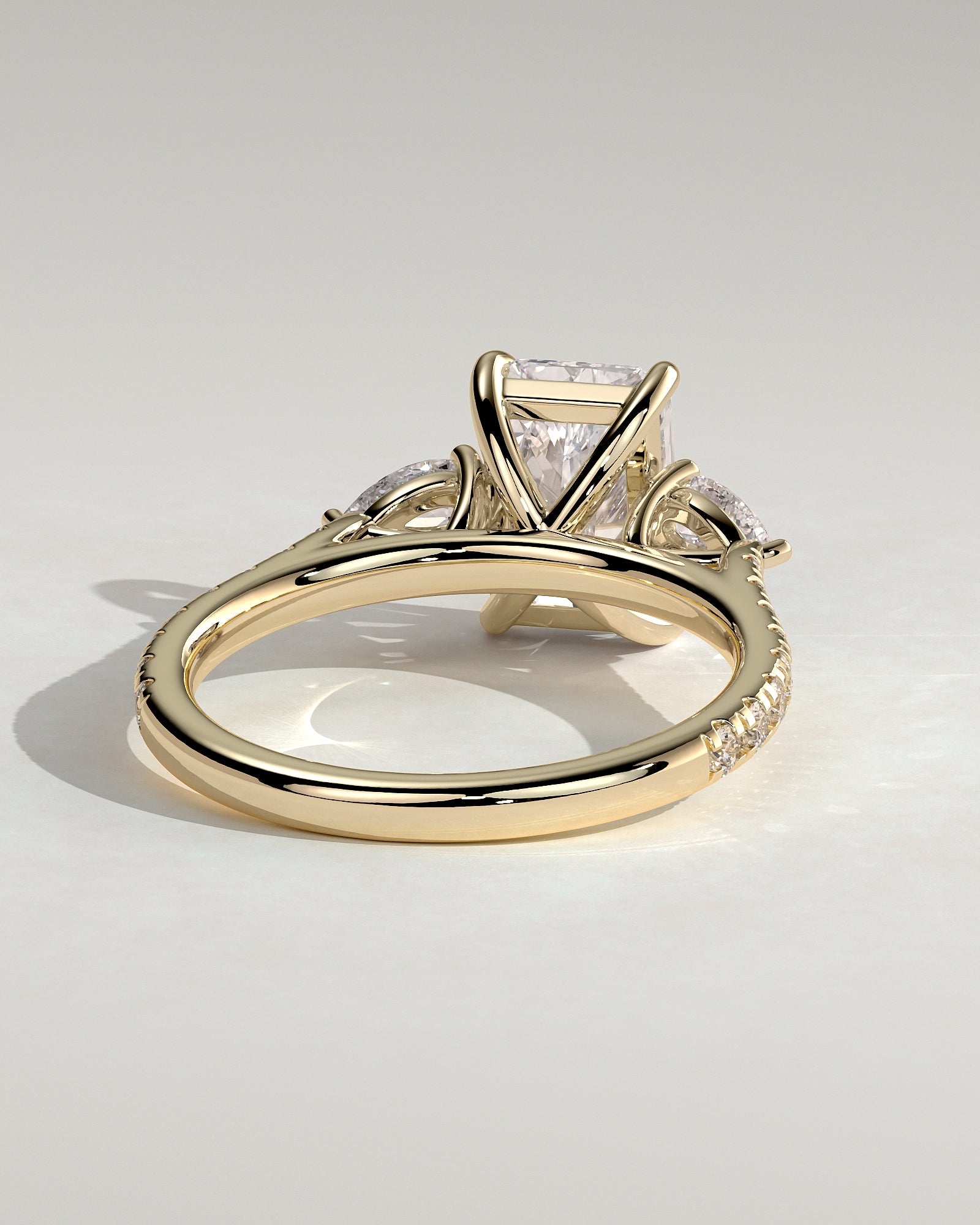 2.0CT Radiant Cut Lab Grown Diamond Pave Three Stone Engagement Ring