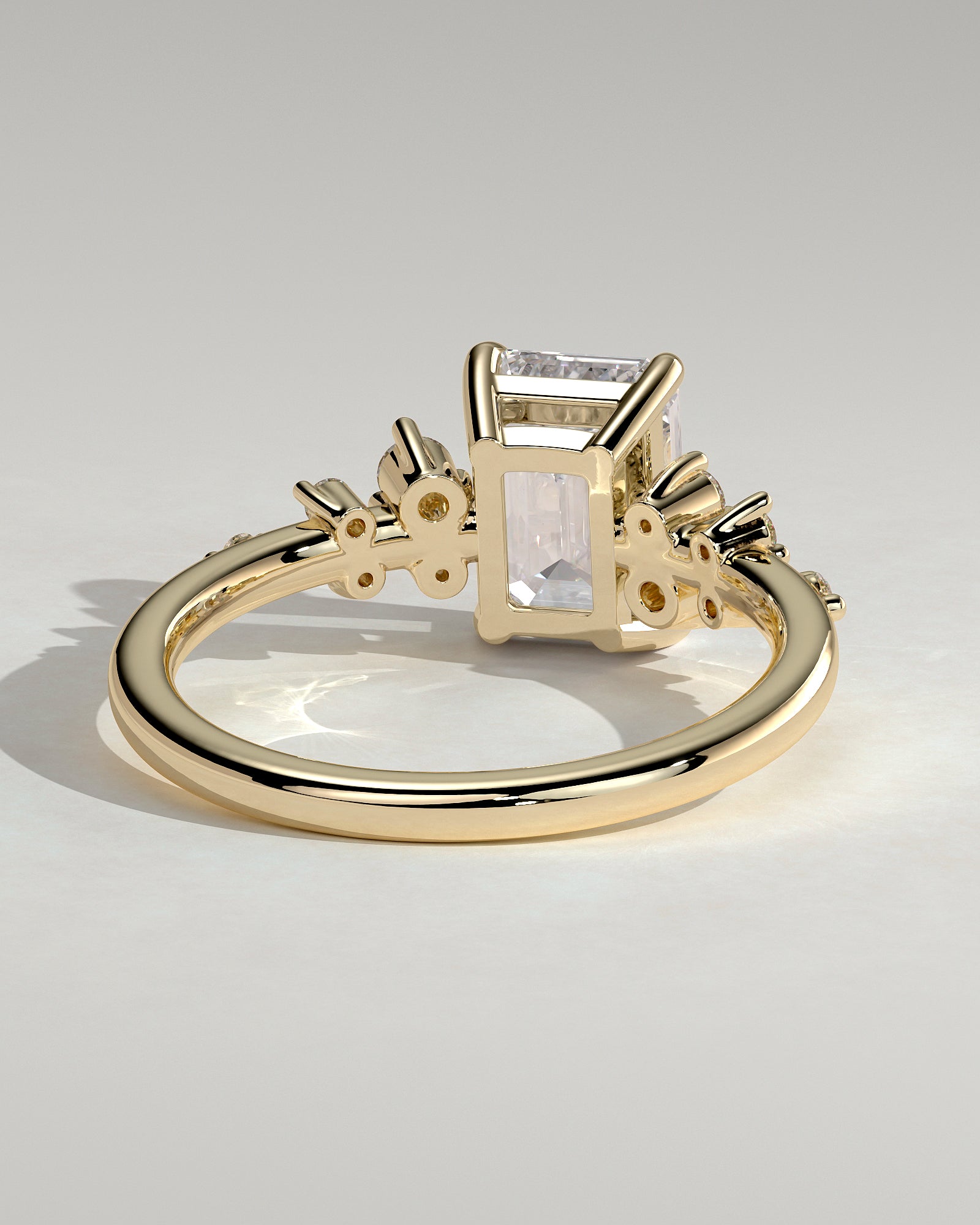 2.0CT Emerald Cut Lab Grown Diamond Cluster Engagement Ring
