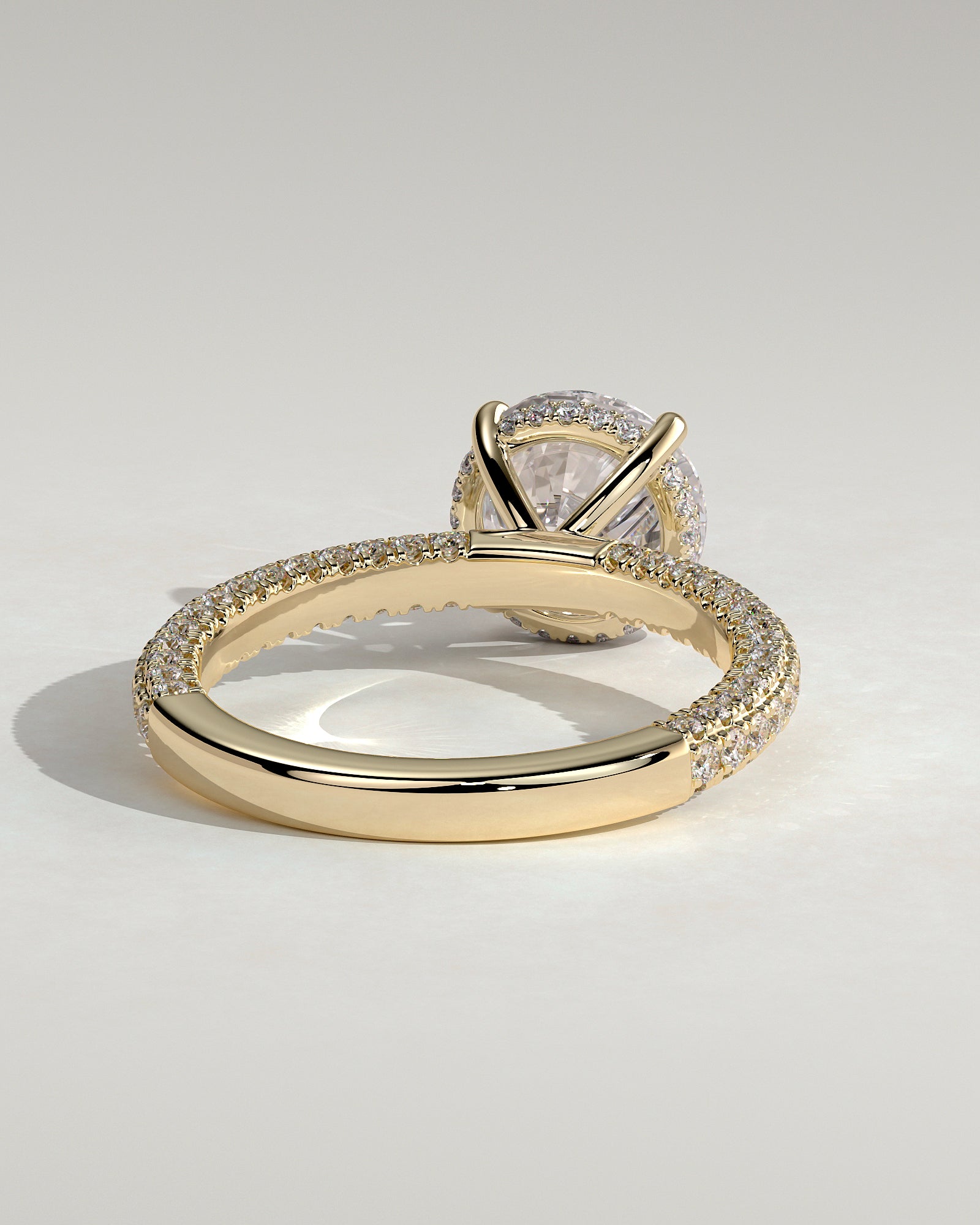 2.0CT Round Lab Grown Diamond Hidden Halo Three Side Pave Engagement Ring