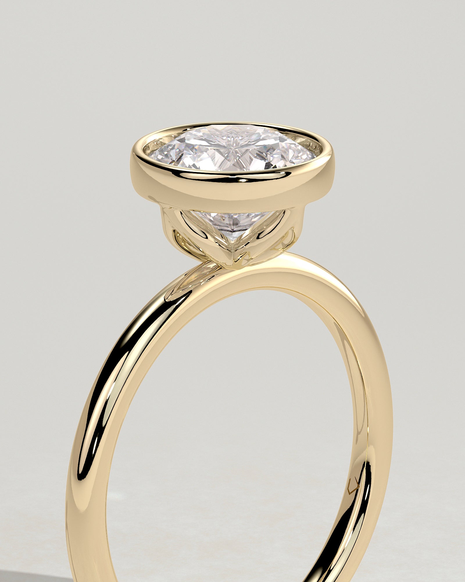 2.0CT Bezel Set Round Lab Grown Diamond Solitaire Engagement Ring