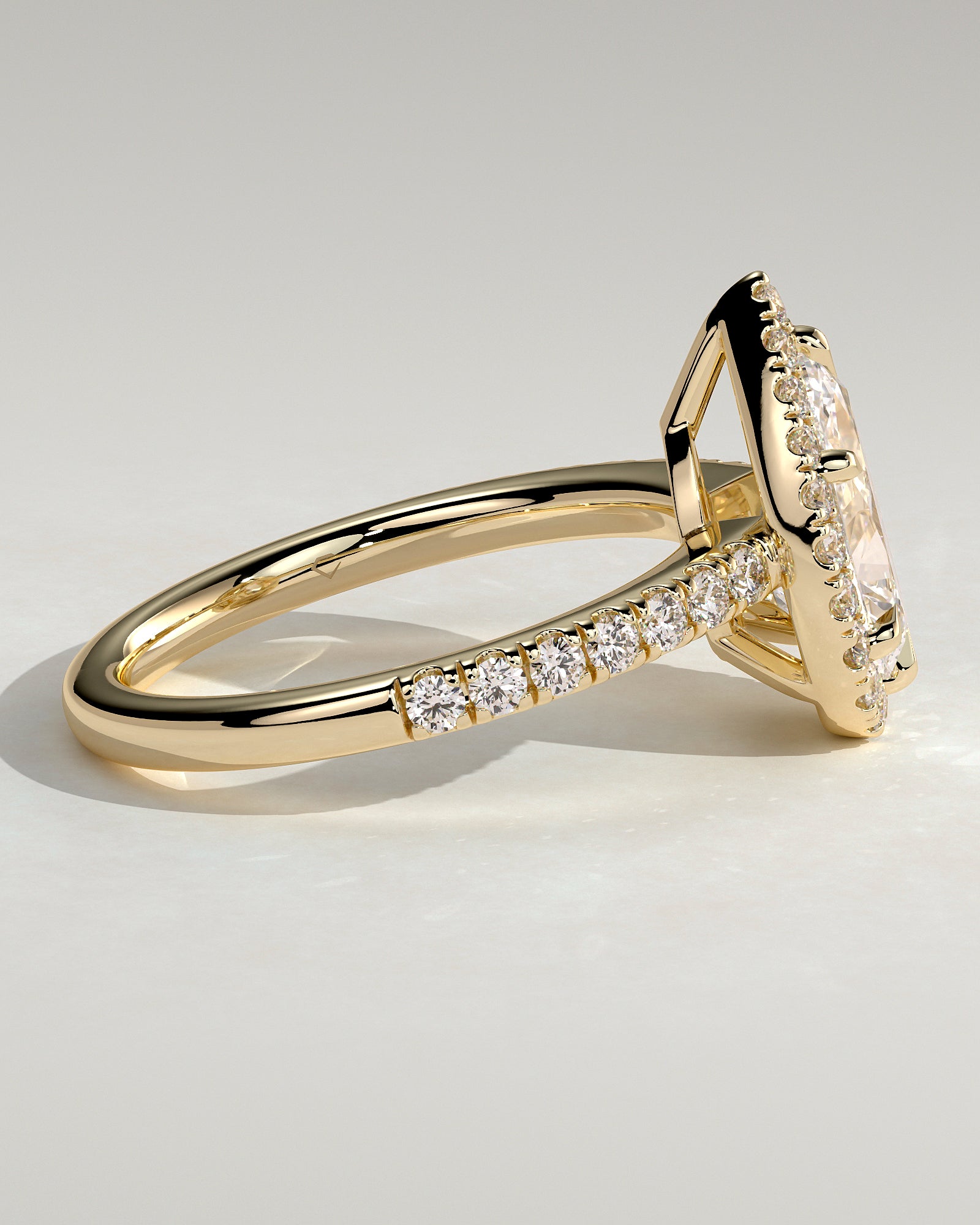 2.0CT Pear Lab Grown Diamond Halo Cathedral Pave Engagement Ring