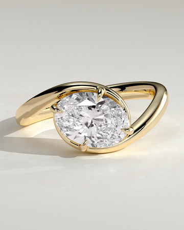 2.0CT East West Oval Lab Grown Diamond Unique Bypass Engagement Ring