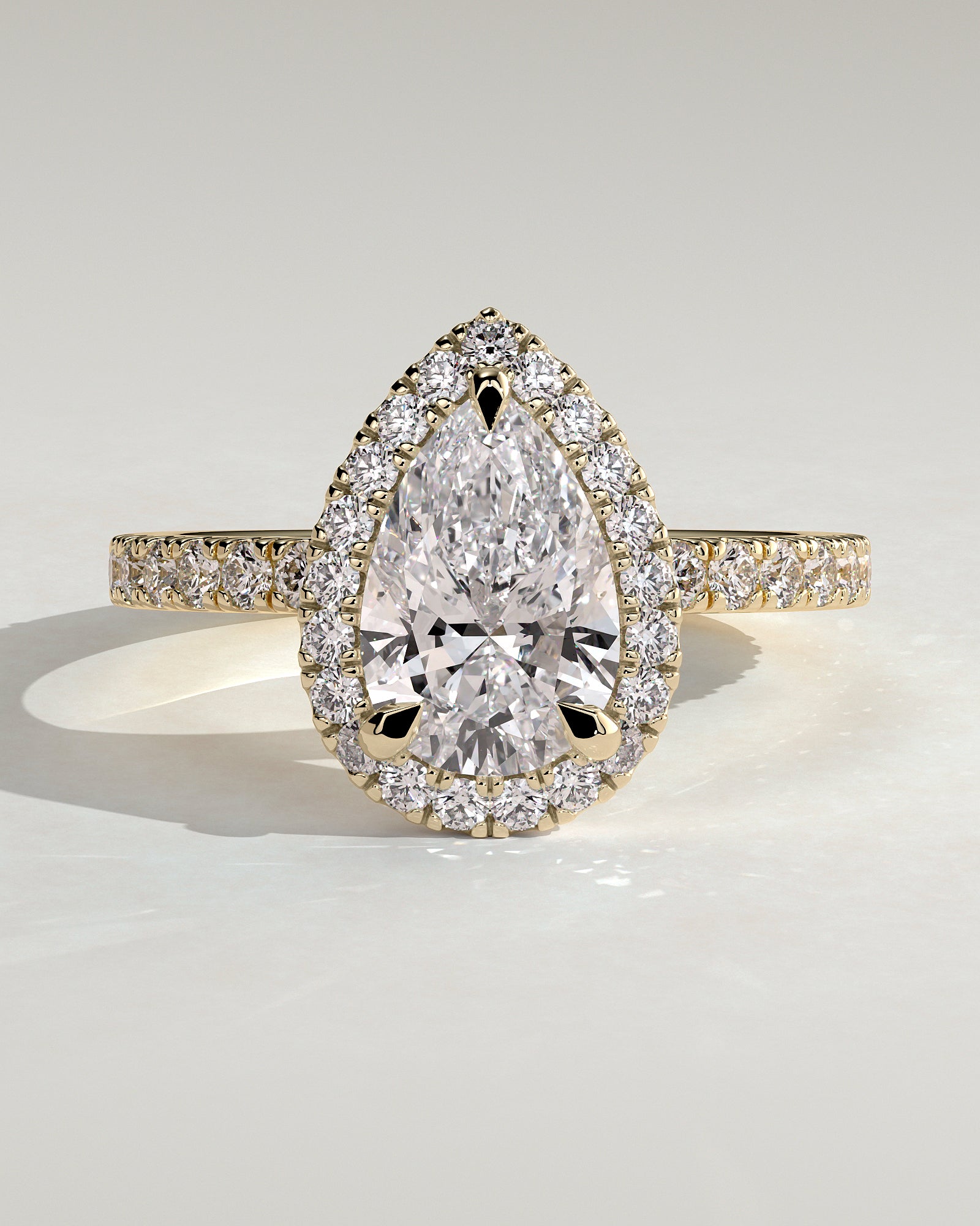 2.0CT Pear Lab Grown Diamond Halo Pave Engagement Ring