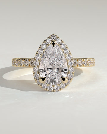 2.0CT Pear Lab Grown Diamond Halo Pave Engagement Ring
