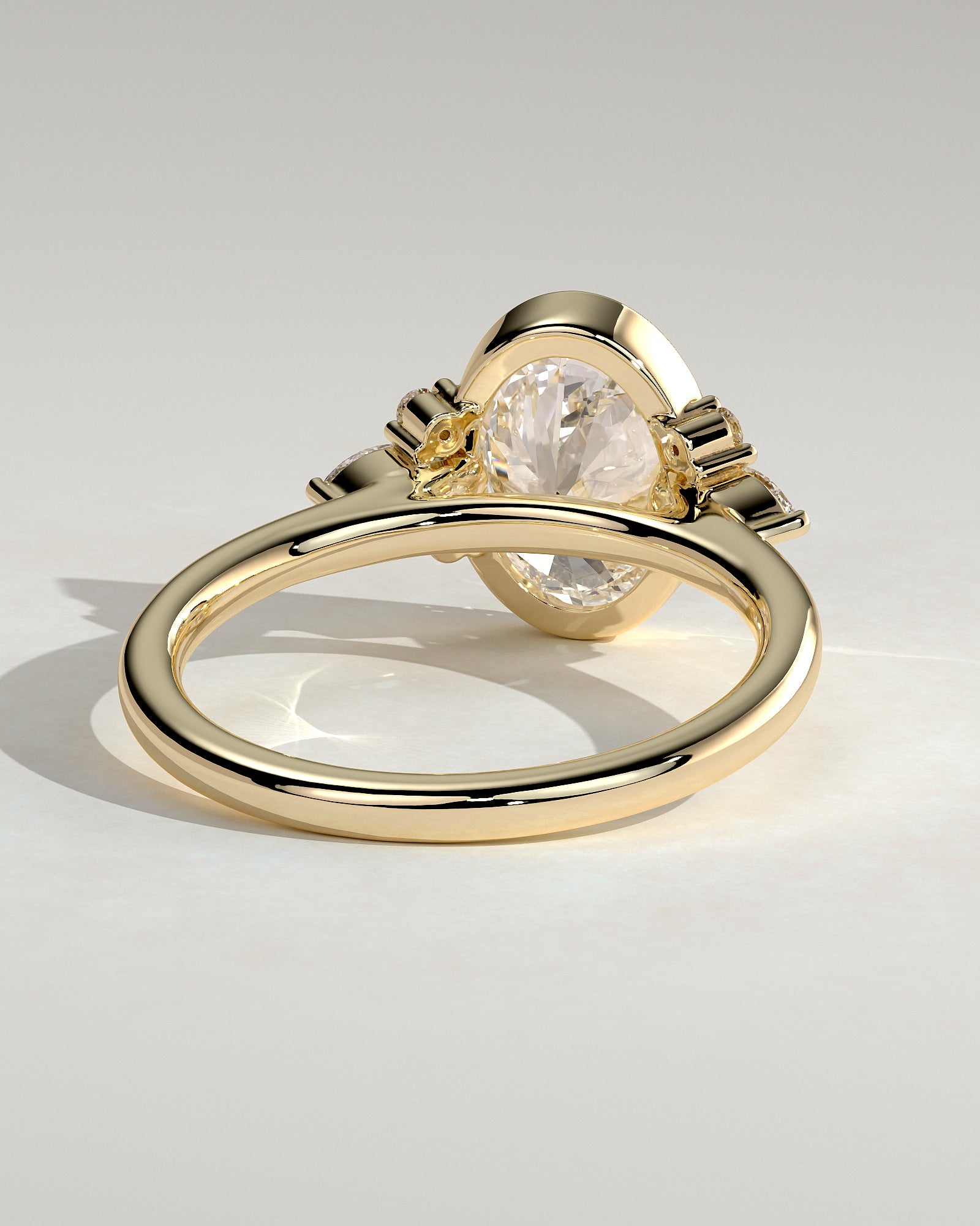 2.0CT Bezel Set Oval Lab Grown Diamond Cluster Engagement Ring