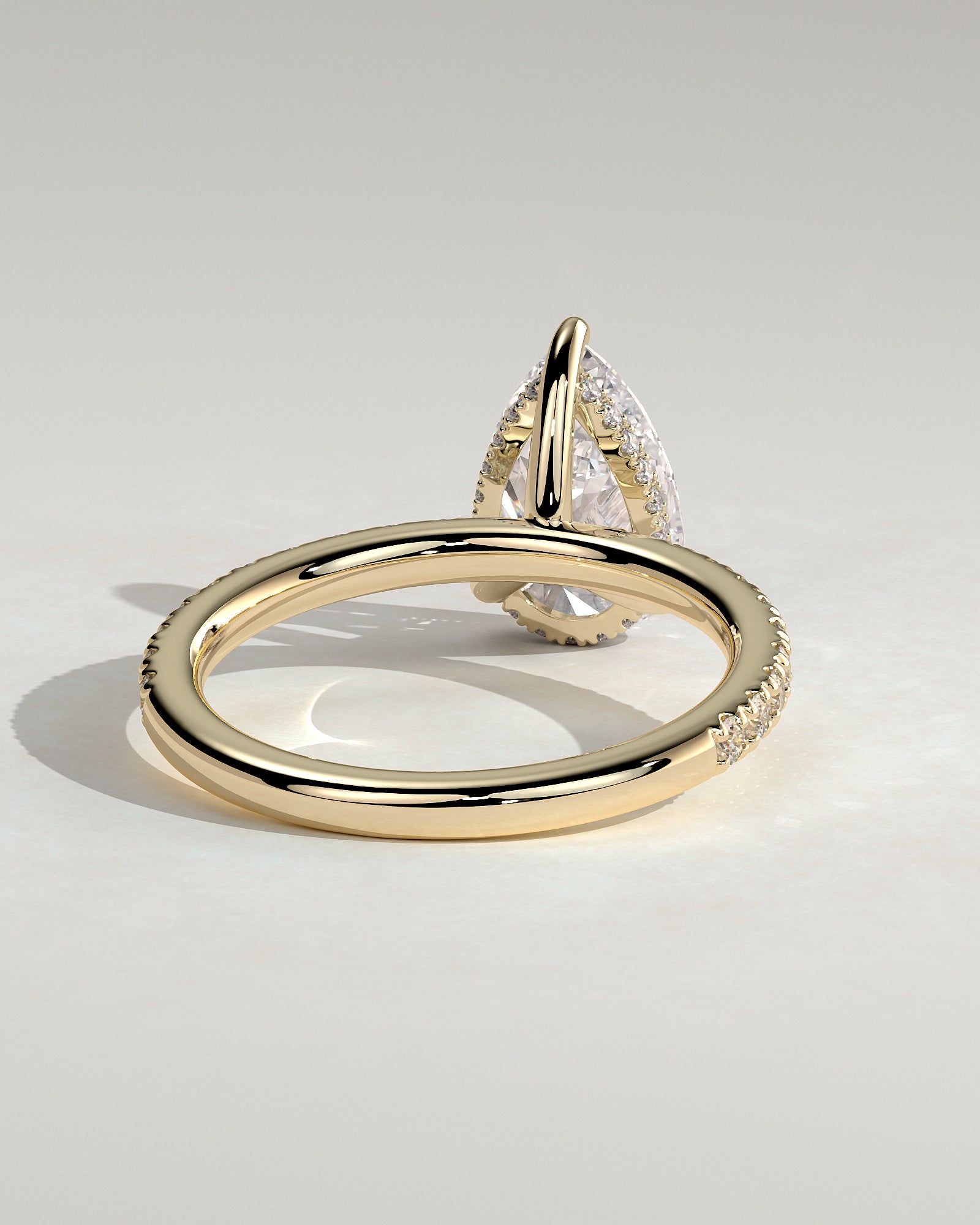 2.0CT Pear Lab Grown Diamond Hidden Halo Pave Engagement Ring