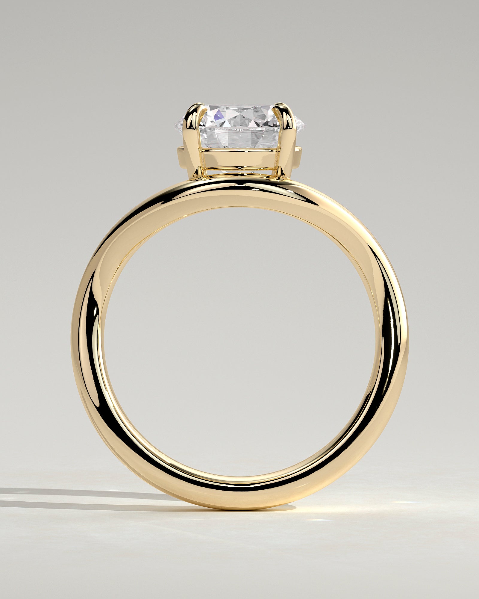 2.0CT Round Lab Grown Diamond Solitaire Wave Band Engagement Ring