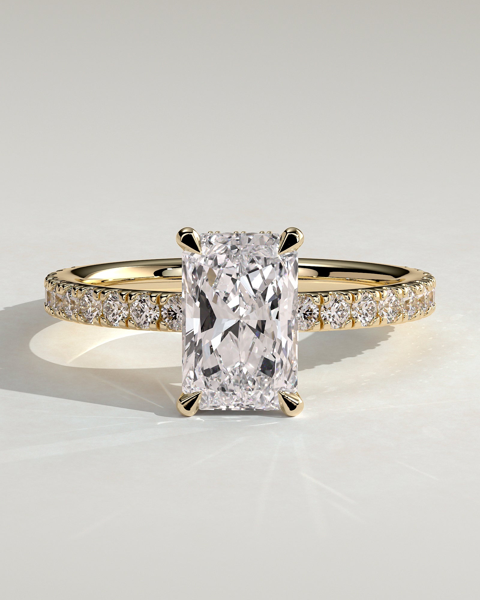 2.0CT Radiant Lab Grown Diamond Hidden Halo Pave Engagement Ring