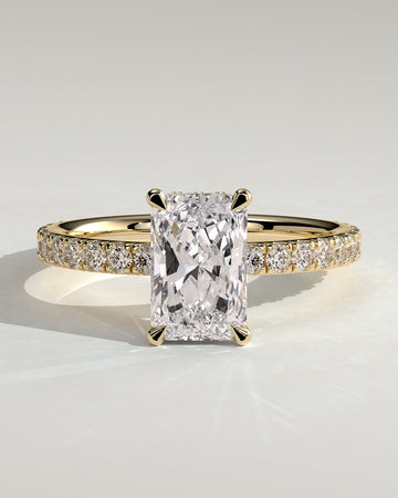 2.0CT Radiant Lab Grown Diamond Hidden Halo Pave Engagement Ring