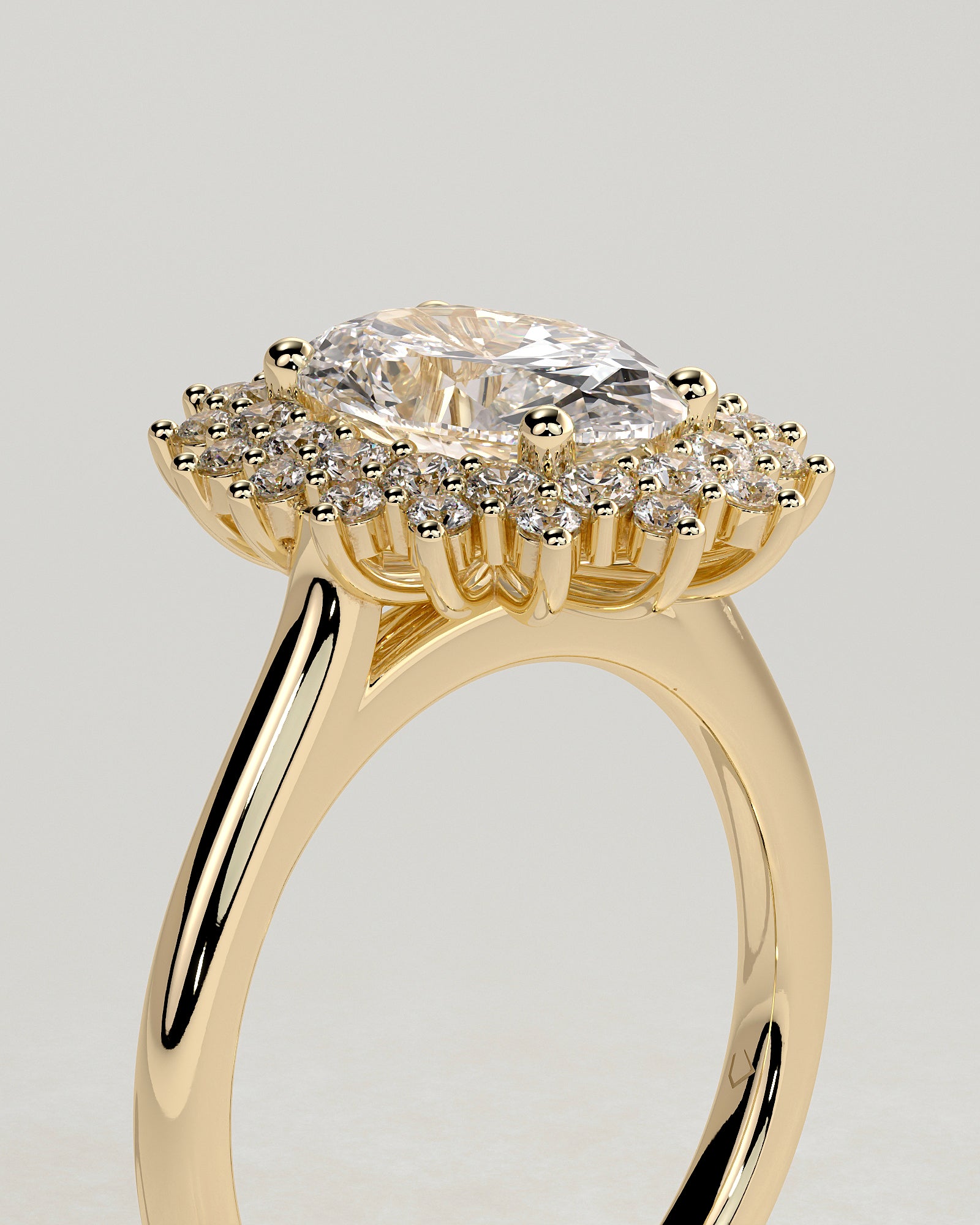 2.0CT Oval Lab Grown Diamond Halo Cluster Cathedral Engagement Ring