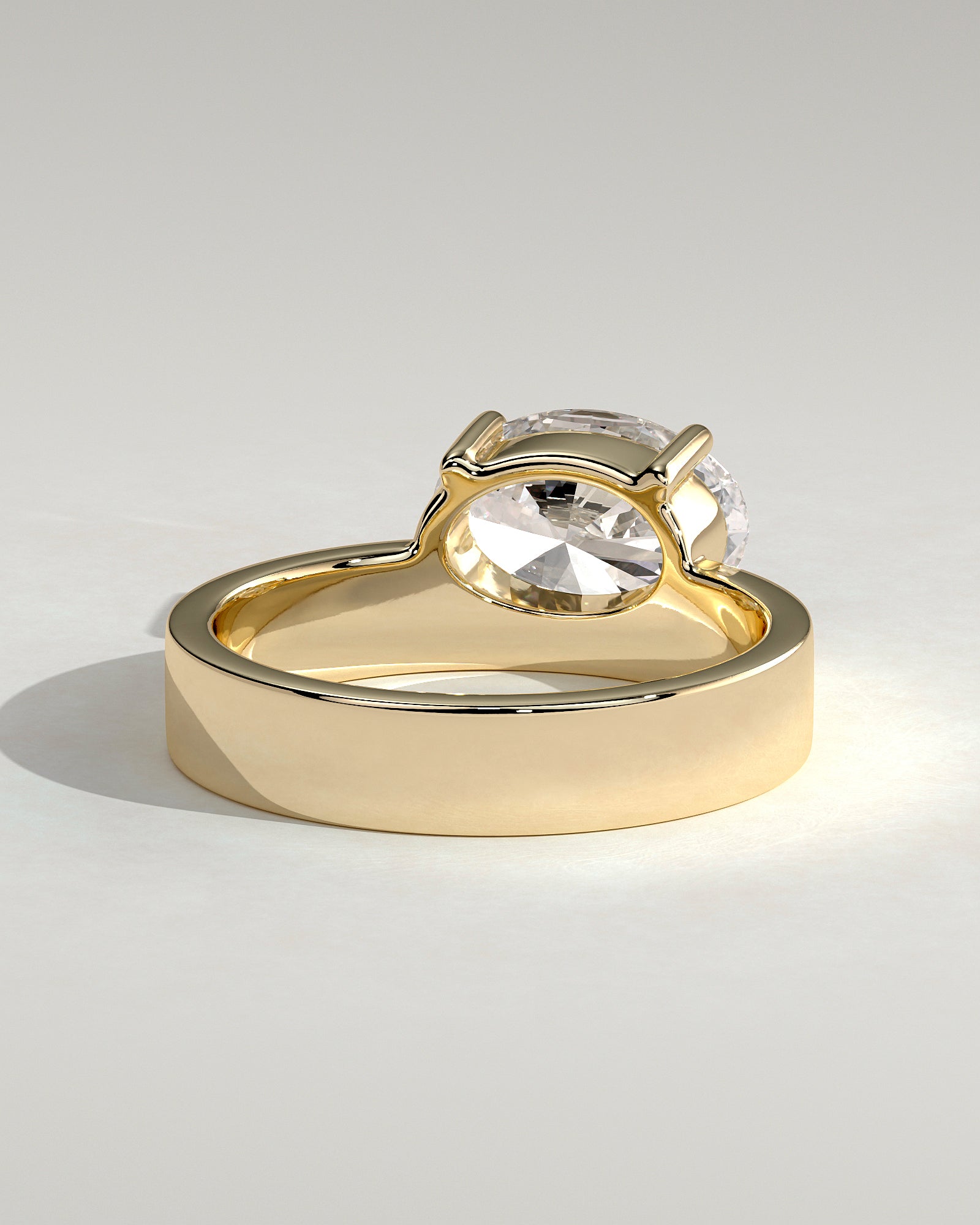2.0CT East West Oval Lab Grown Diamond Flat Cigar Band Engagement Ring