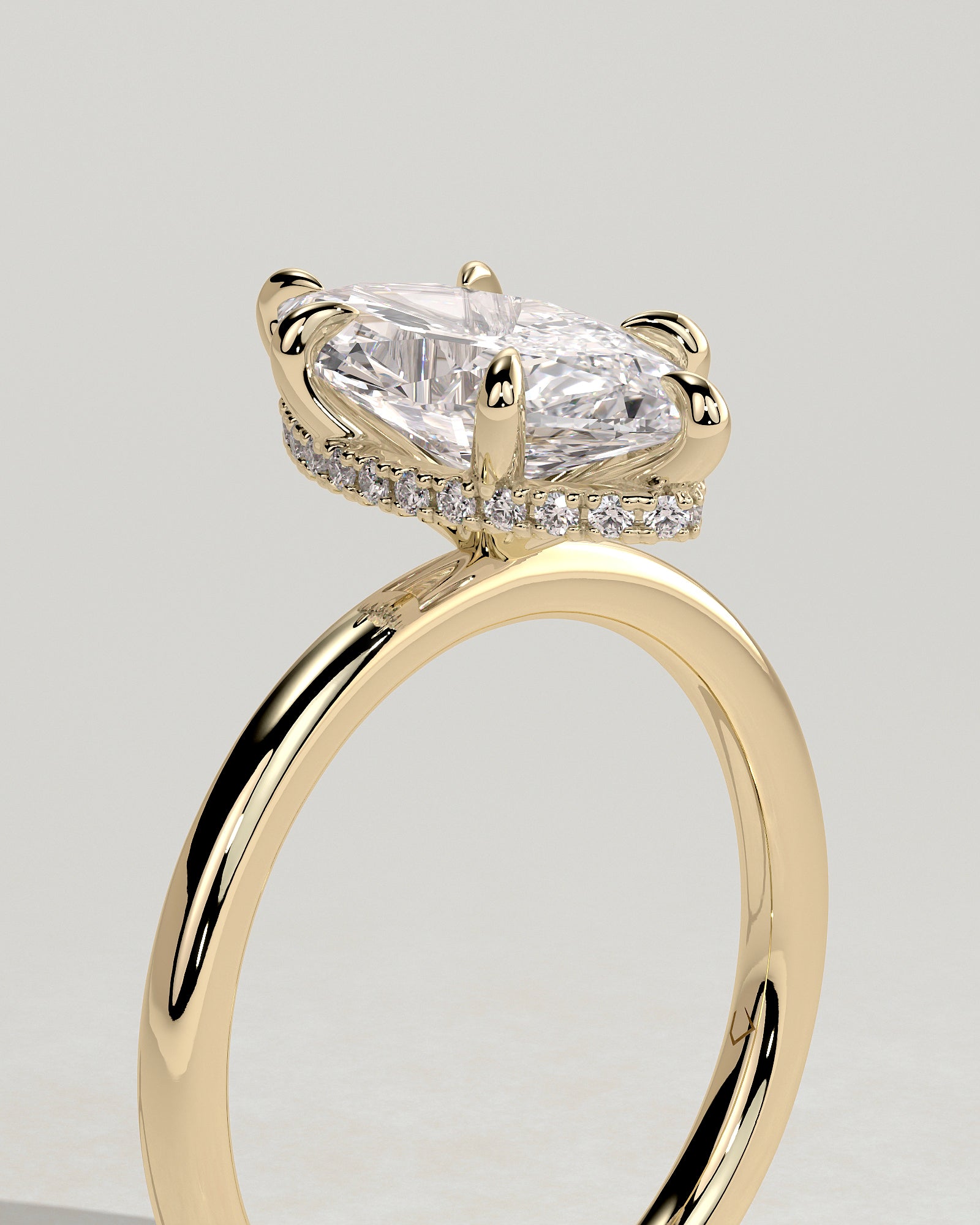 2.0CT Marquise Lab Grown Diamond Hidden Halo Solitaire Engagement Ring