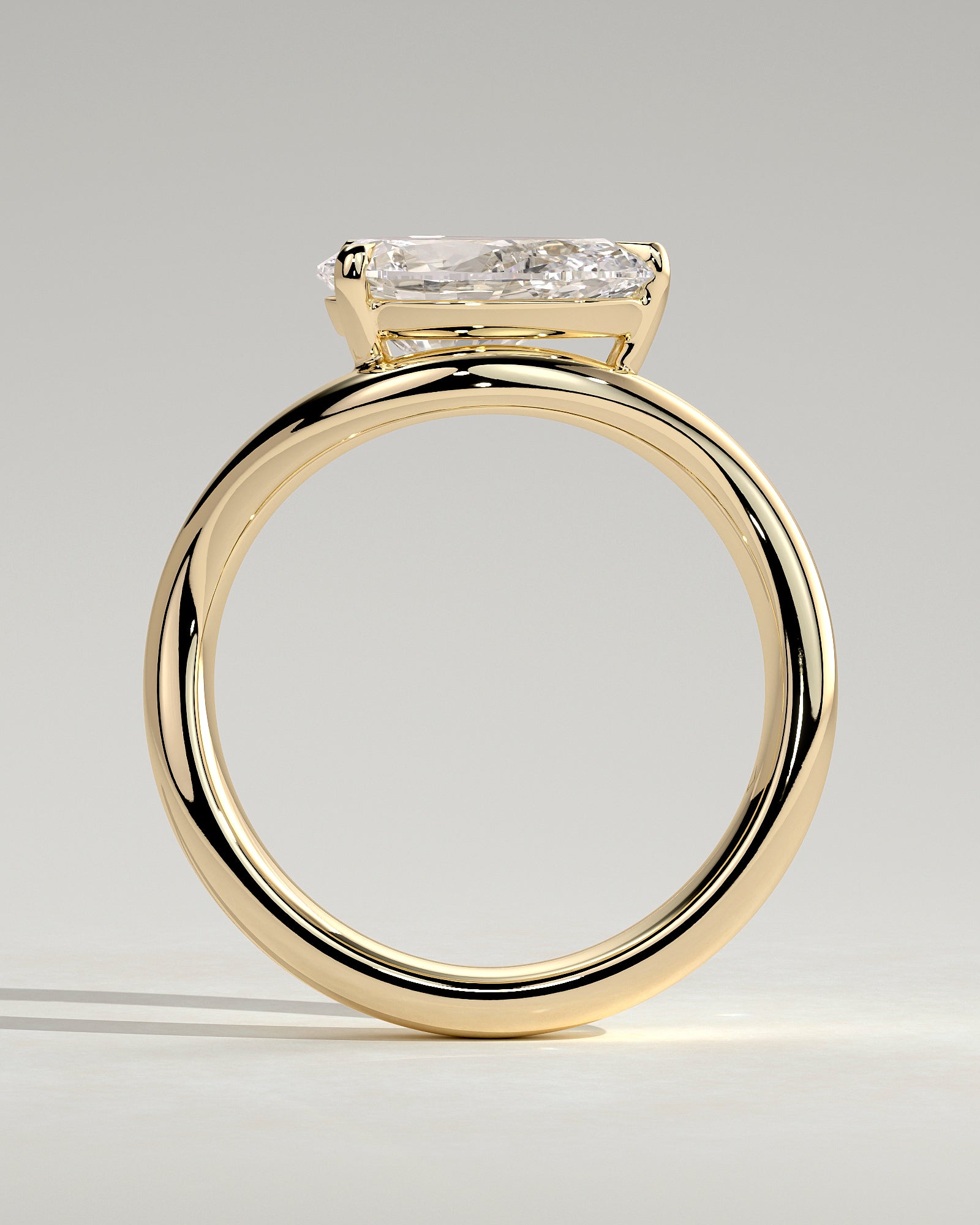 2.0CT East West Pear Lab Grown Diamond Solitaire Wave Band Engagement Ring