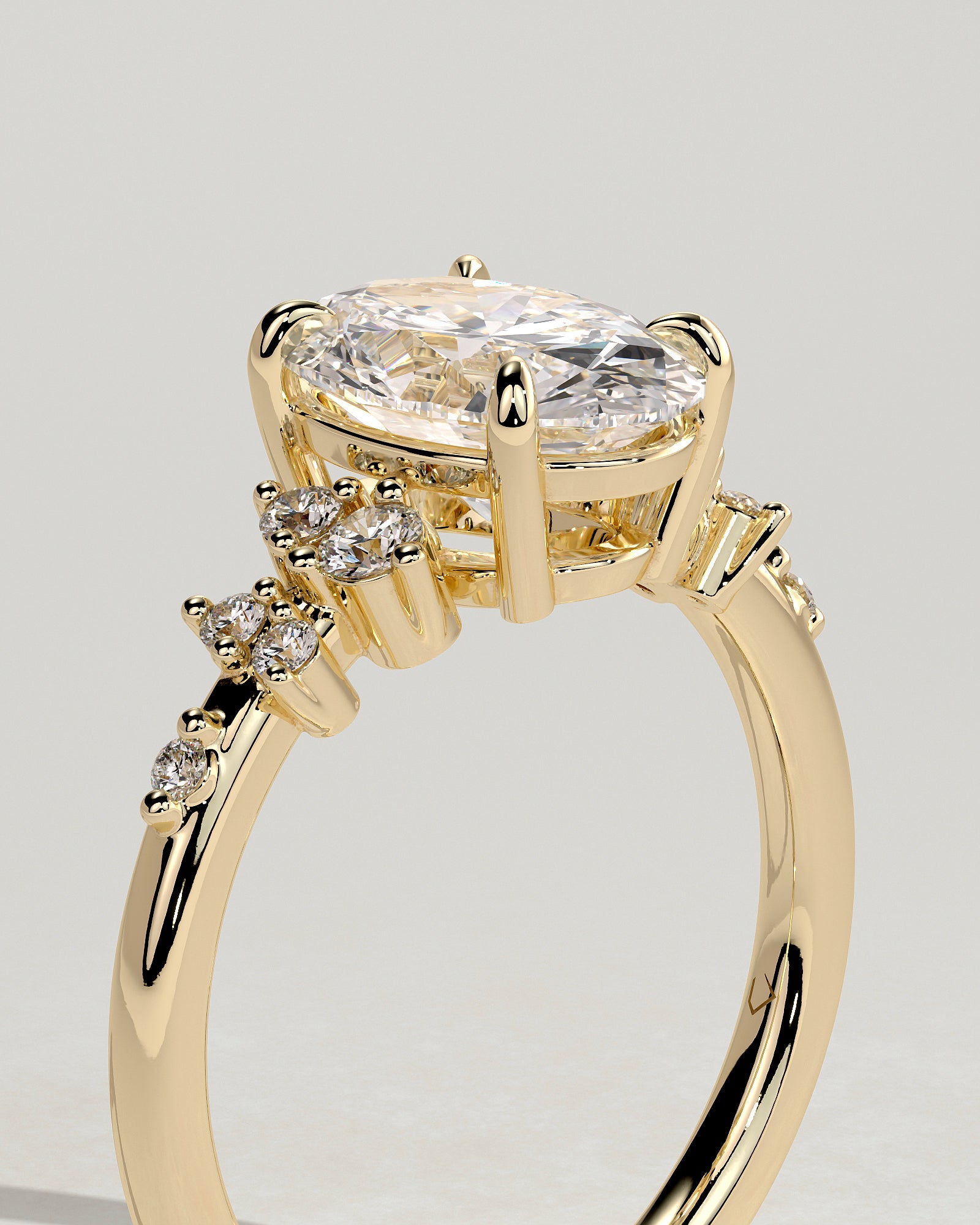 2.0CT Oval Lab Grown Diamond Cluster Engagement Ring