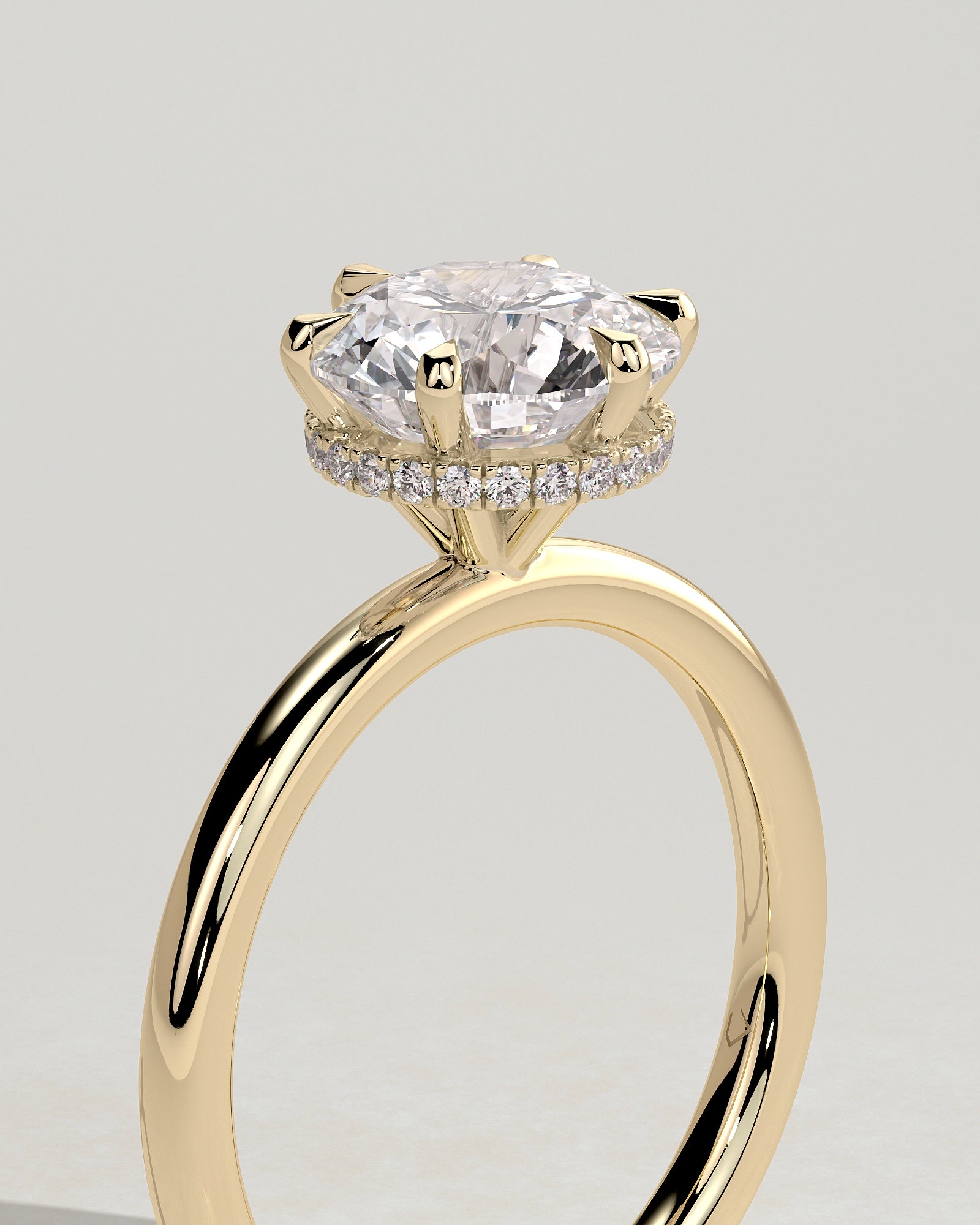 2.0CT Round Lab Grown Diamond Hidden Halo Solitaire Engagement Ring