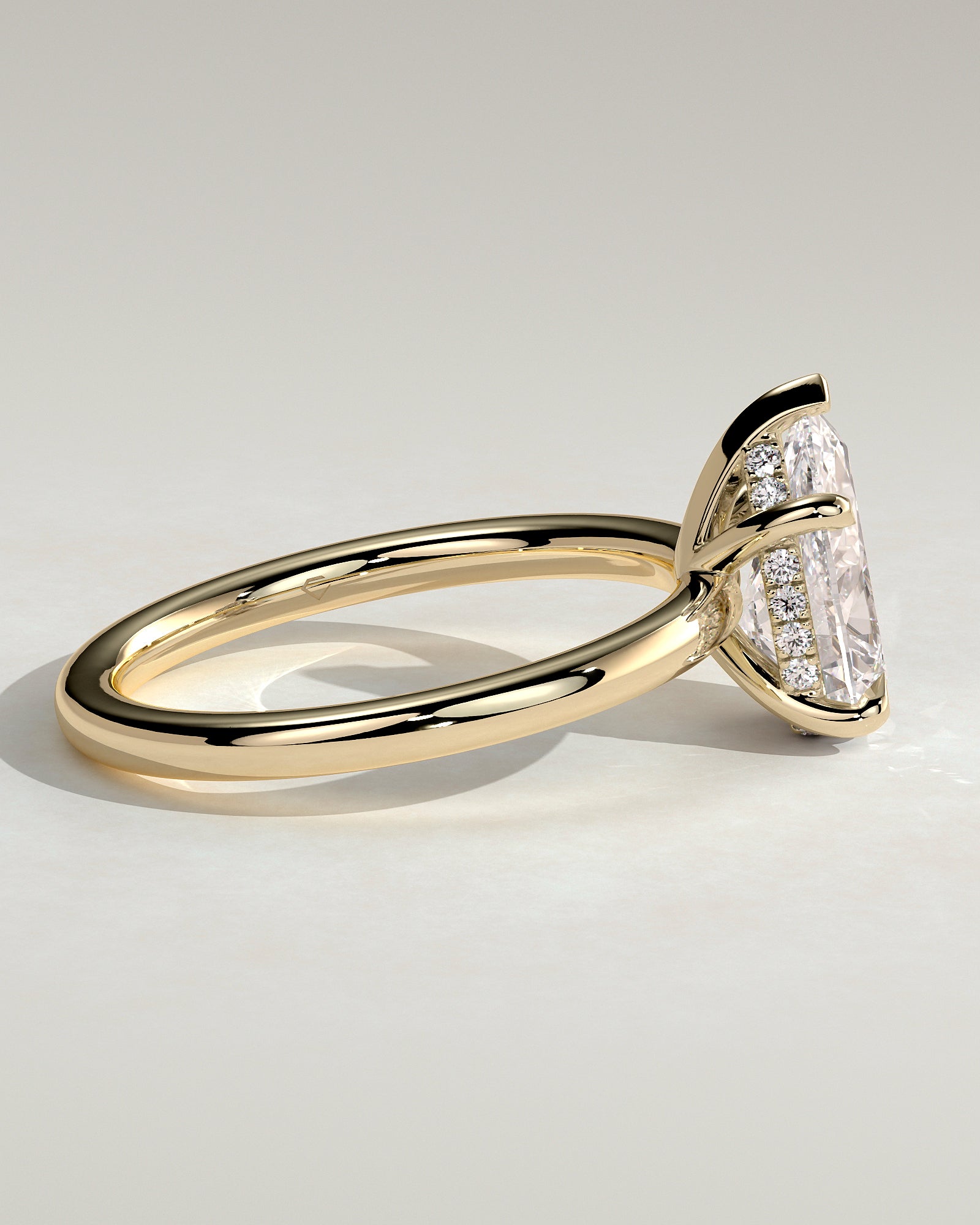 2.0CT Pear Lab Grown Diamond Hidden Halo Solitaire Engagement Ring