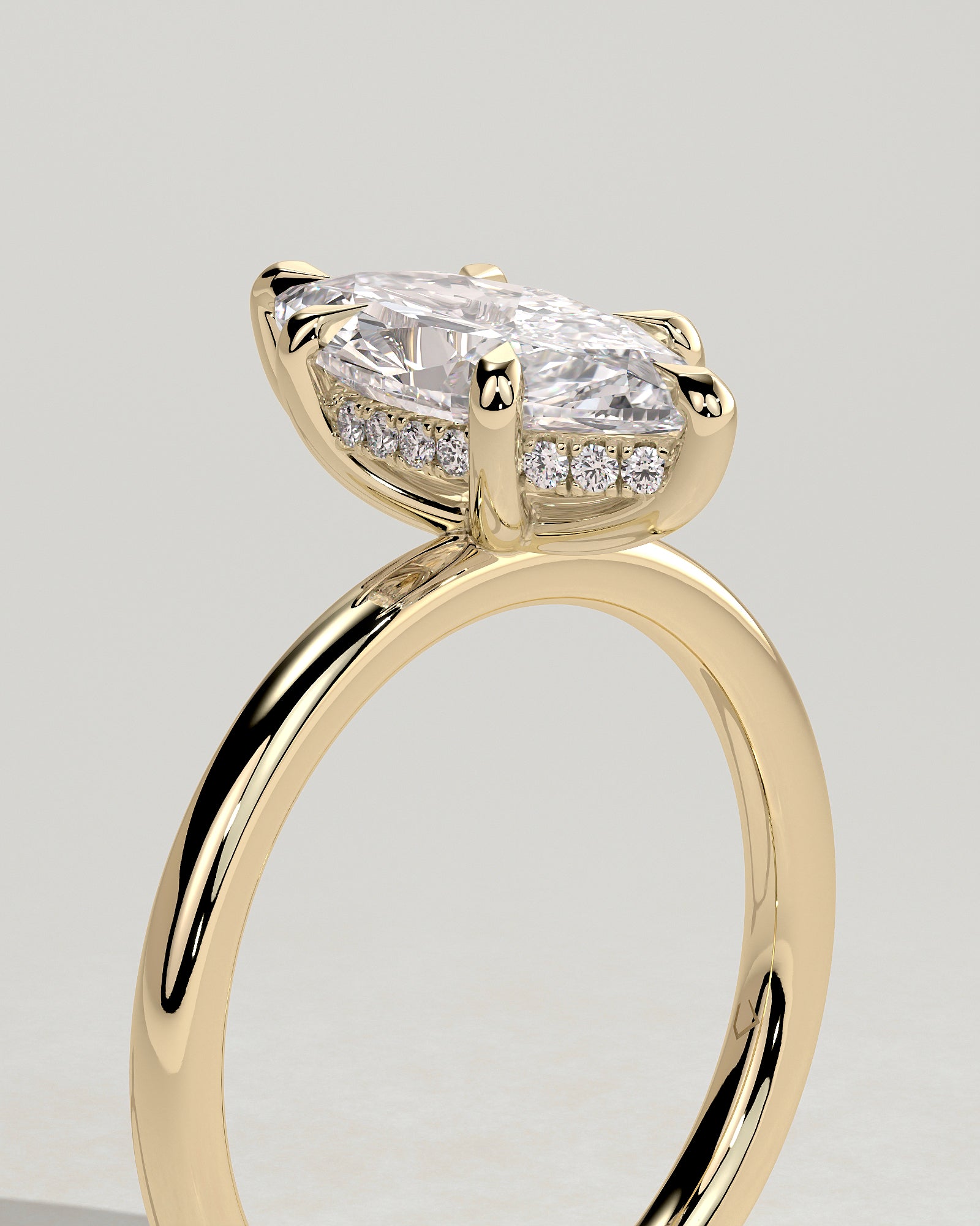 2.0CT Marquise Lab Grown Diamond Hidden Halo Solitaire Engagement Ring
