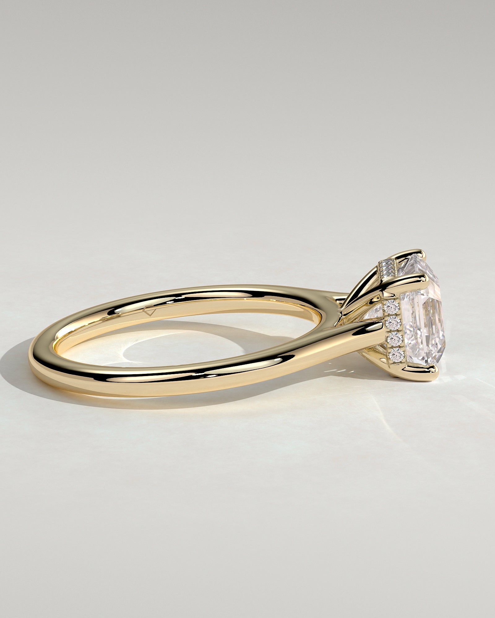 2.0CT Asscher Lab Grown Diamond Hidden Halo Cathedral Engagement Ring