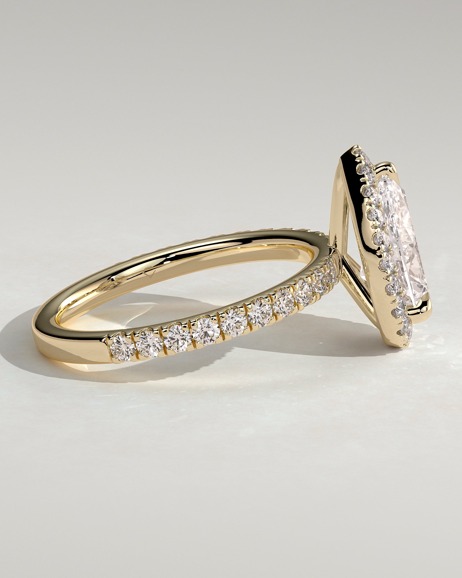2.0CT Pear Lab Grown Diamond Halo Pave Engagement Ring