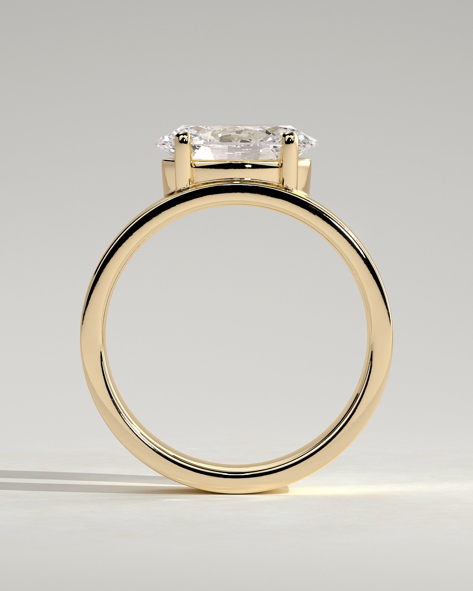 2.0CT East West Oval Lab Grown Diamond Flat Cigar Band Engagement Ring