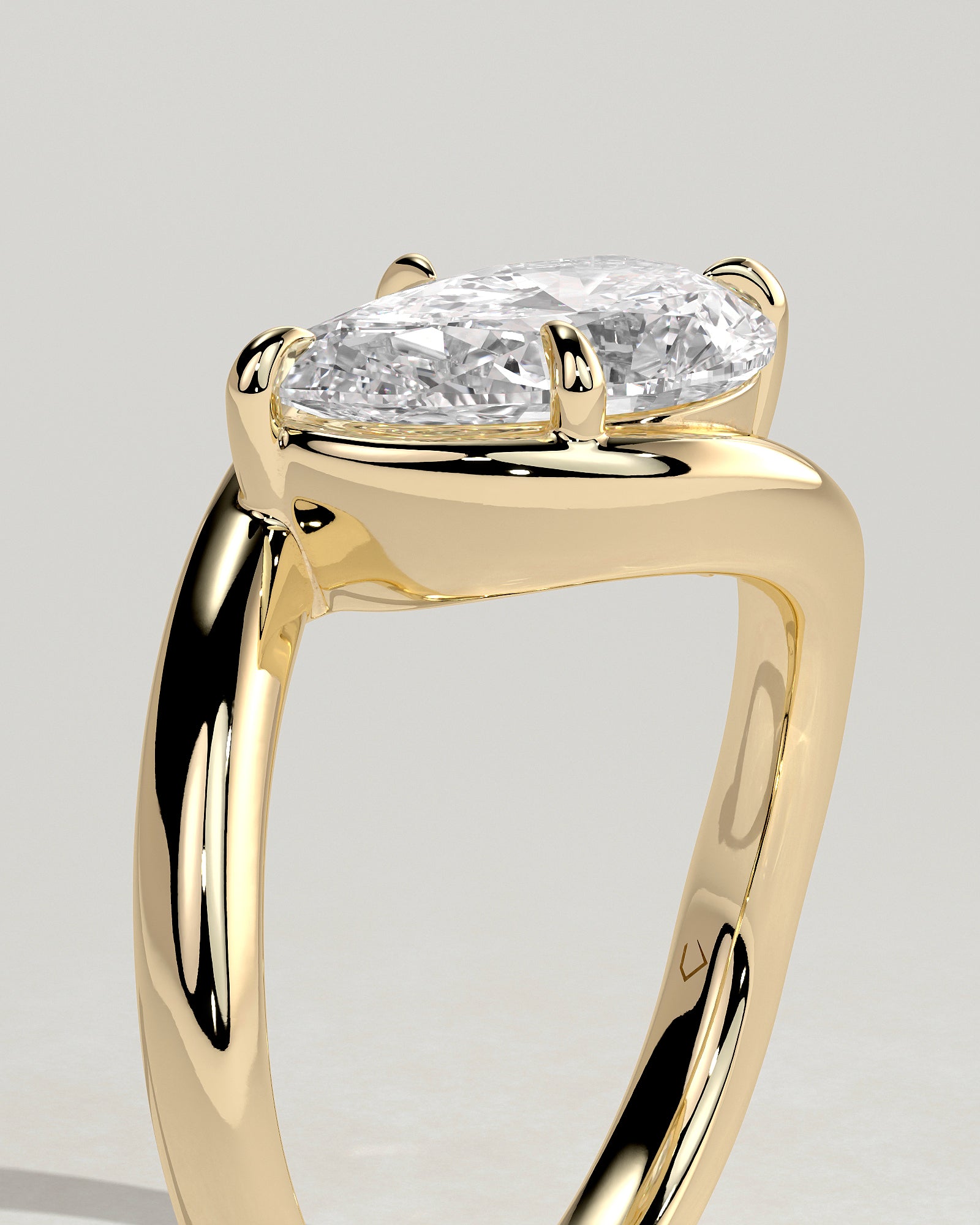 2.0CT East West Pear Lab Grown Diamond Unique Bypass Engagement Ring