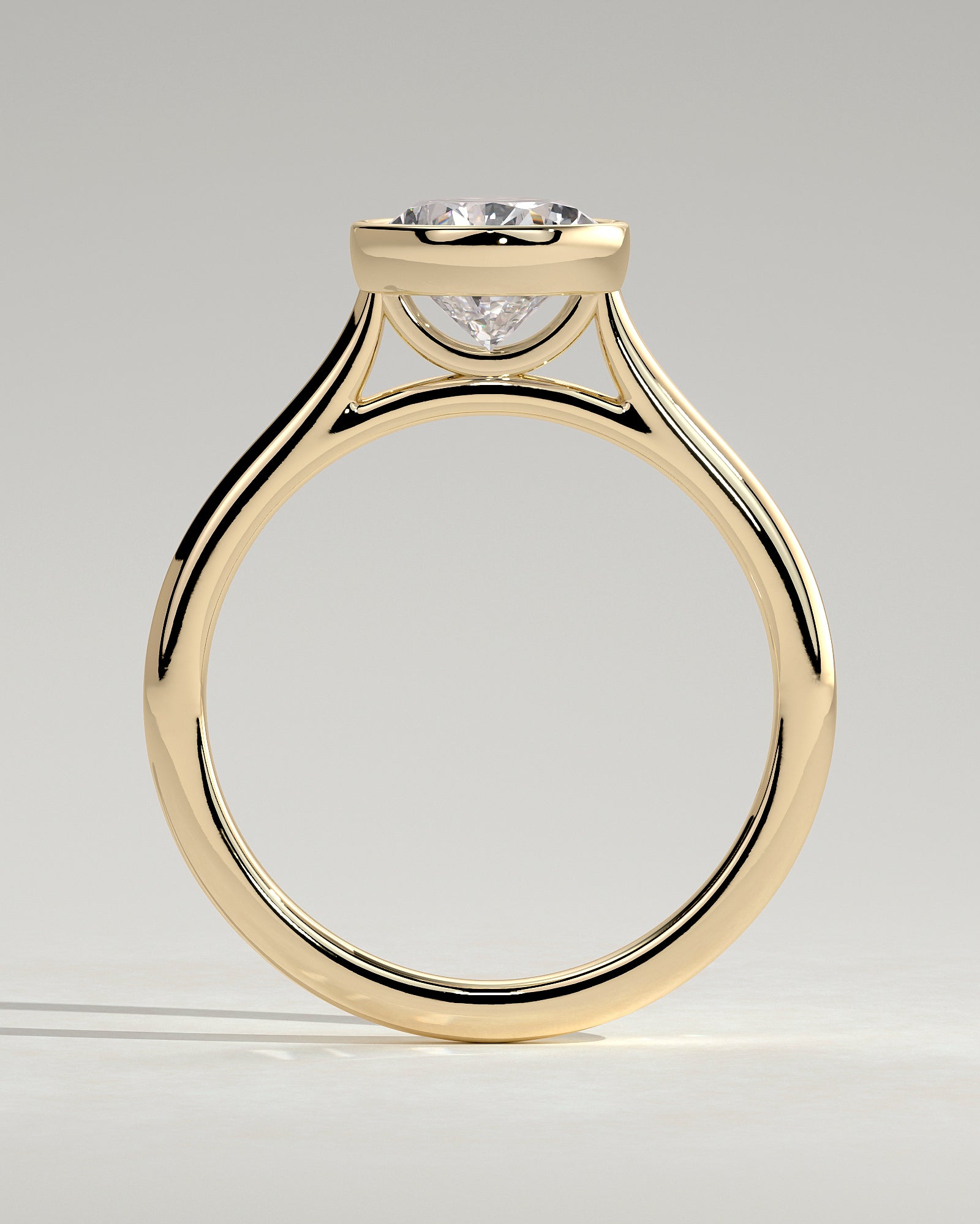 2.0CT Bezel Set Pear Lab Grown Diamond Solitaire Cathedral Engagement Ring