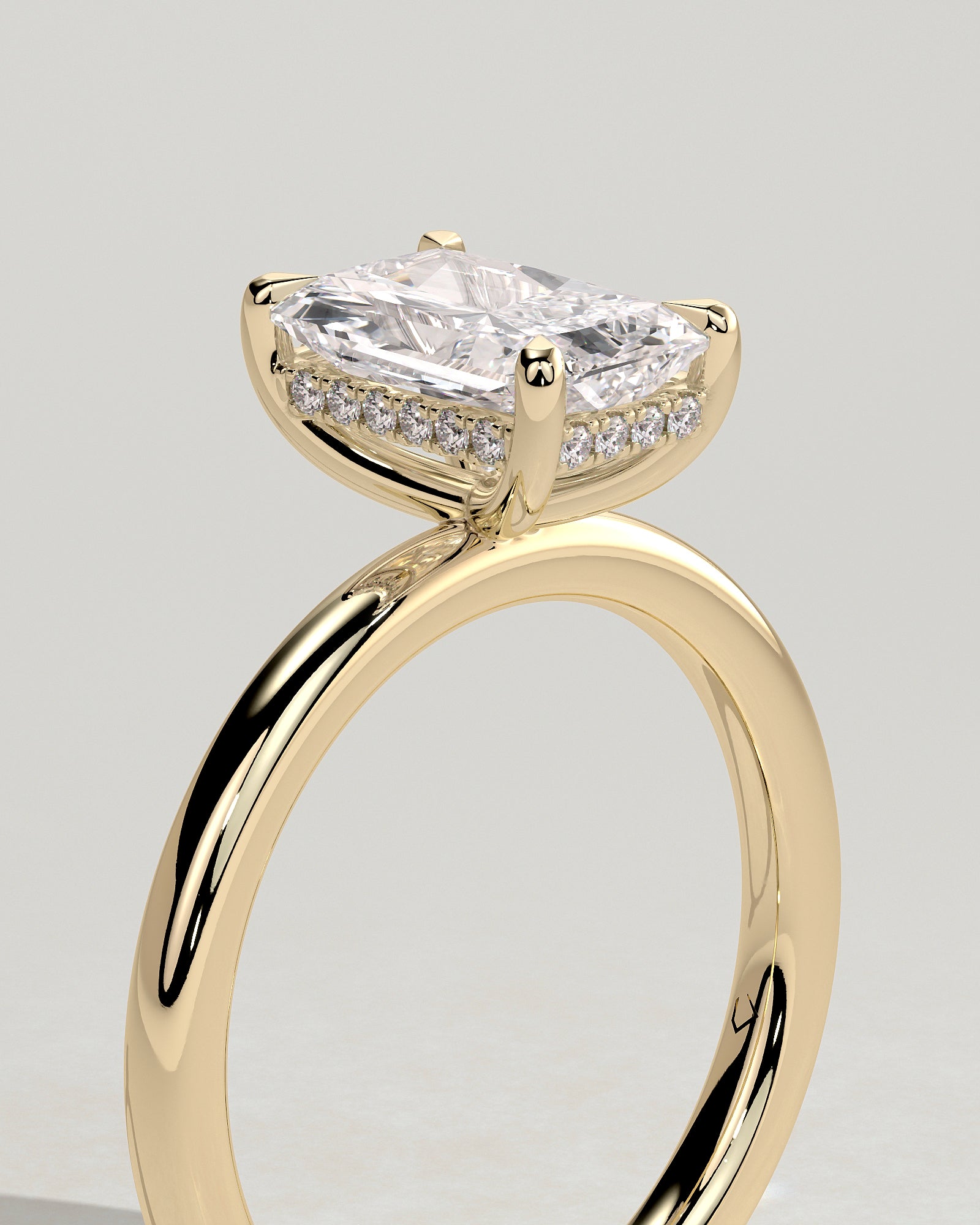 2.0CT Radiant Lab Grown Diamond Hidden Halo Solitaire Engagement Ring