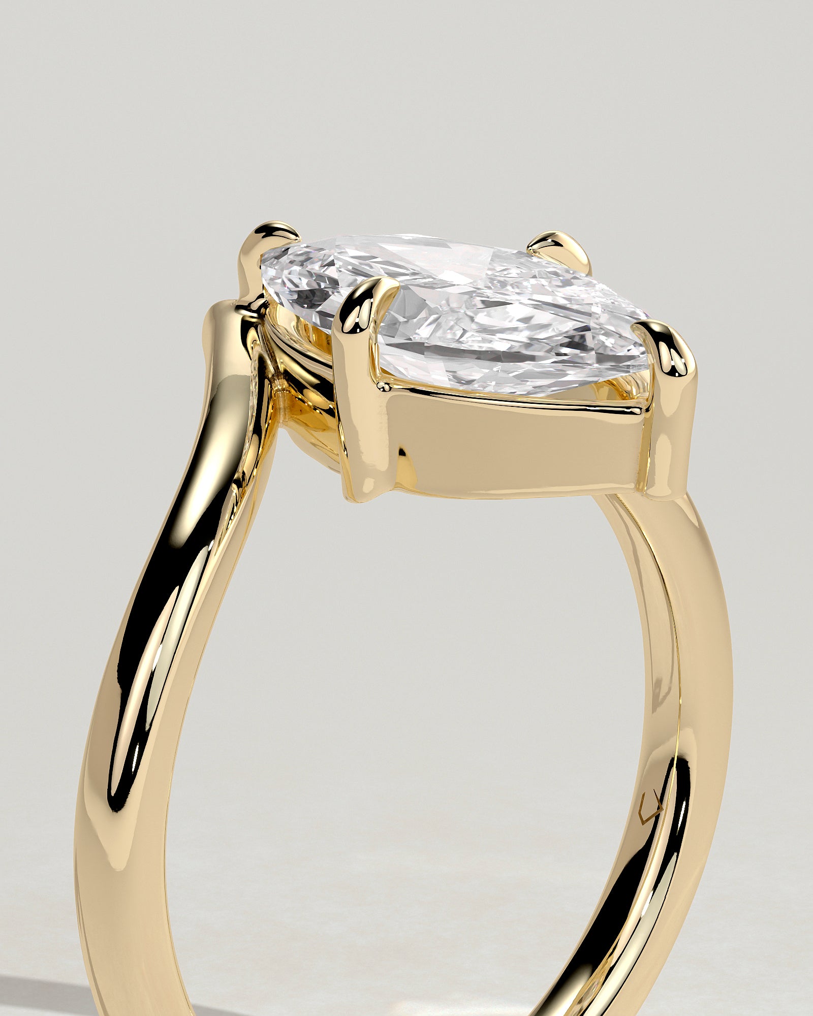 2.0CT Marquise Lab Grown Diamond Curved Solitaire Engagement Ring