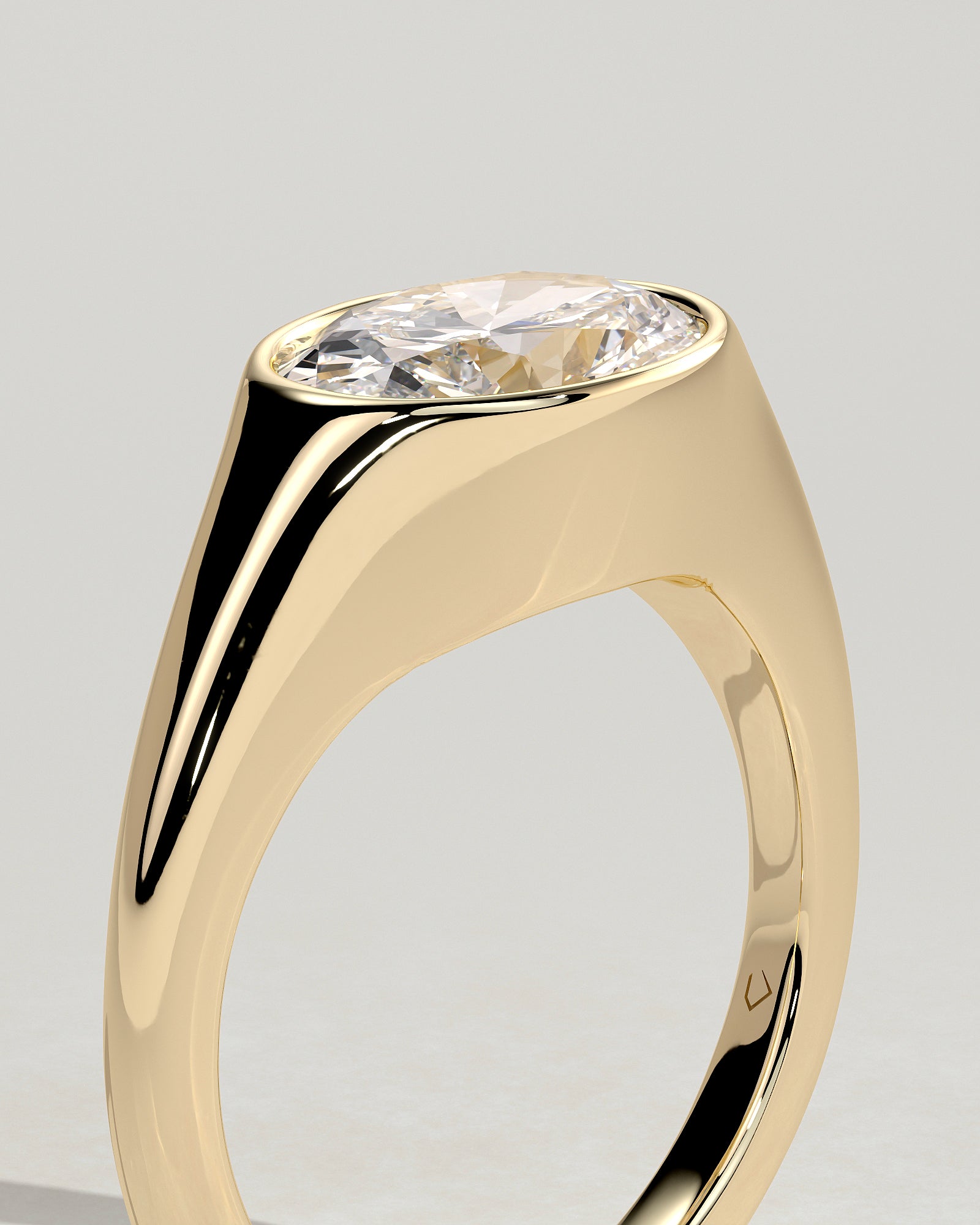 2.0CT Bezel Set East West Oval Lab Grown Diamond Signet Band Engagement Ring