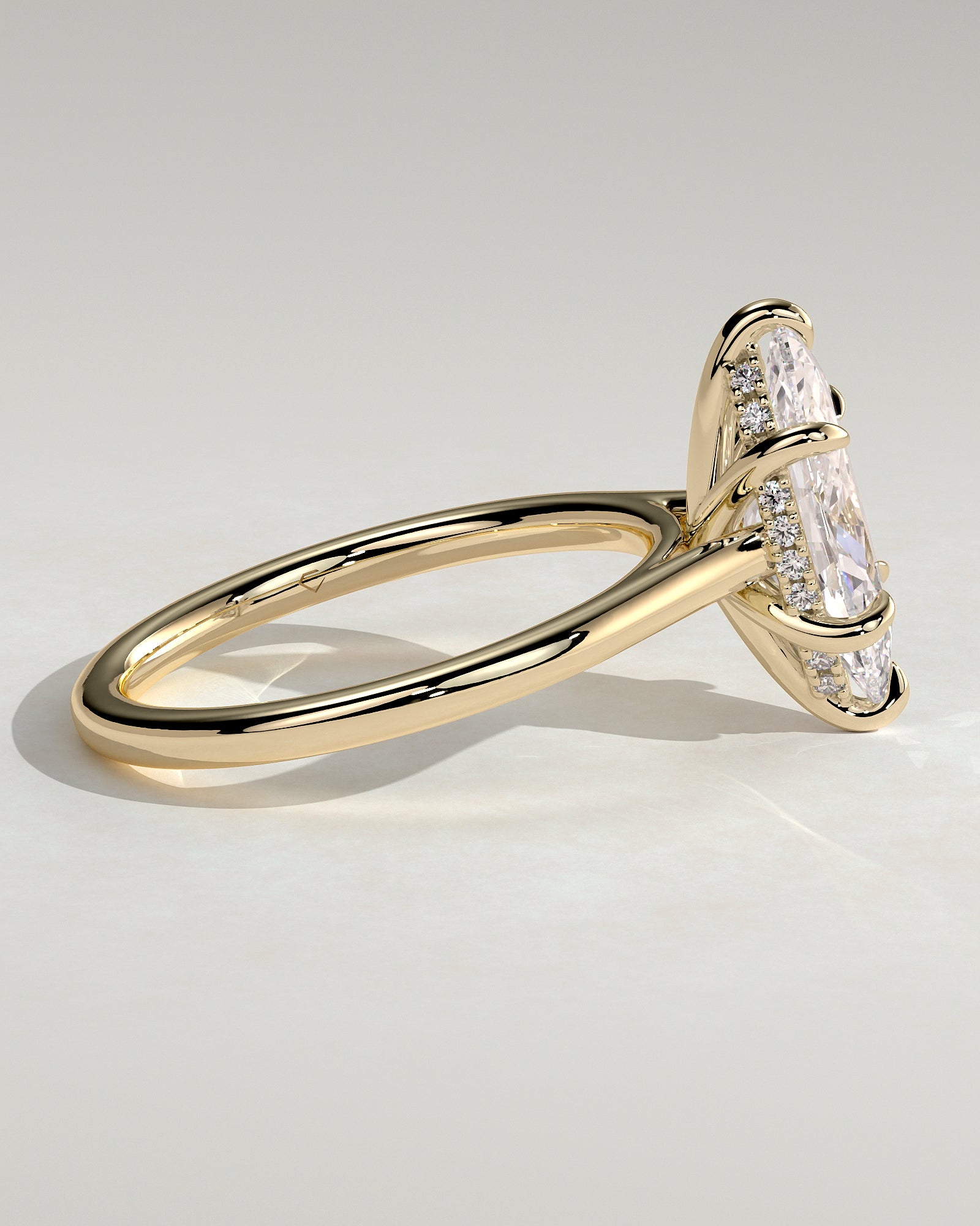 2.0CT Marquise Lab Grown Diamond Hidden Halo Cathedral Engagement Ring