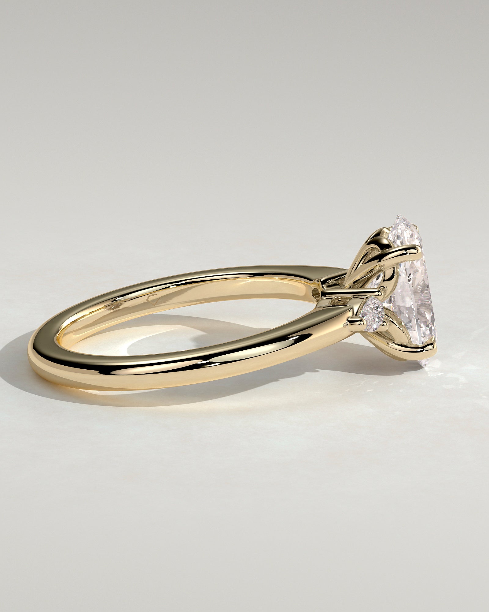 2.0CT Oval Lab Grown Diamond Tulip Three Stone Engagement Ring