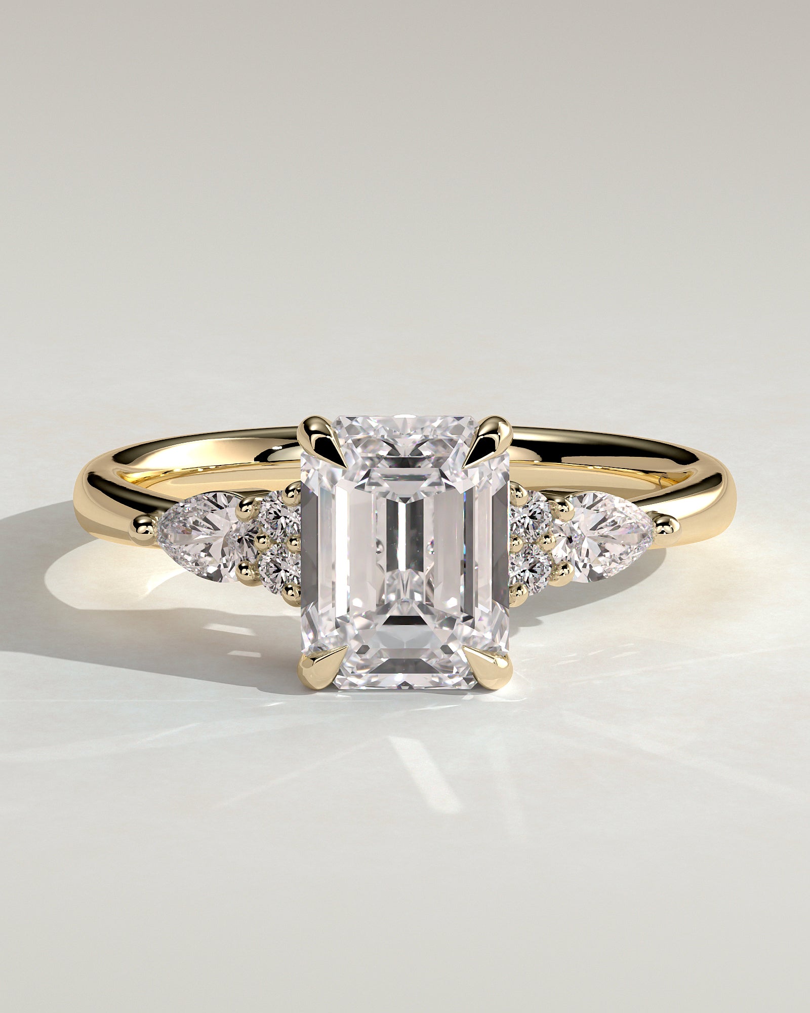 2.0CT Emerald Cut Lab Grown Diamond Cluster Engagement Ring
