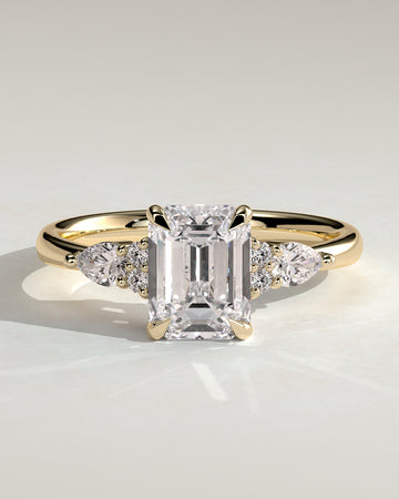 2.0CT Emerald Cut Lab Grown Diamond Cluster Engagement Ring