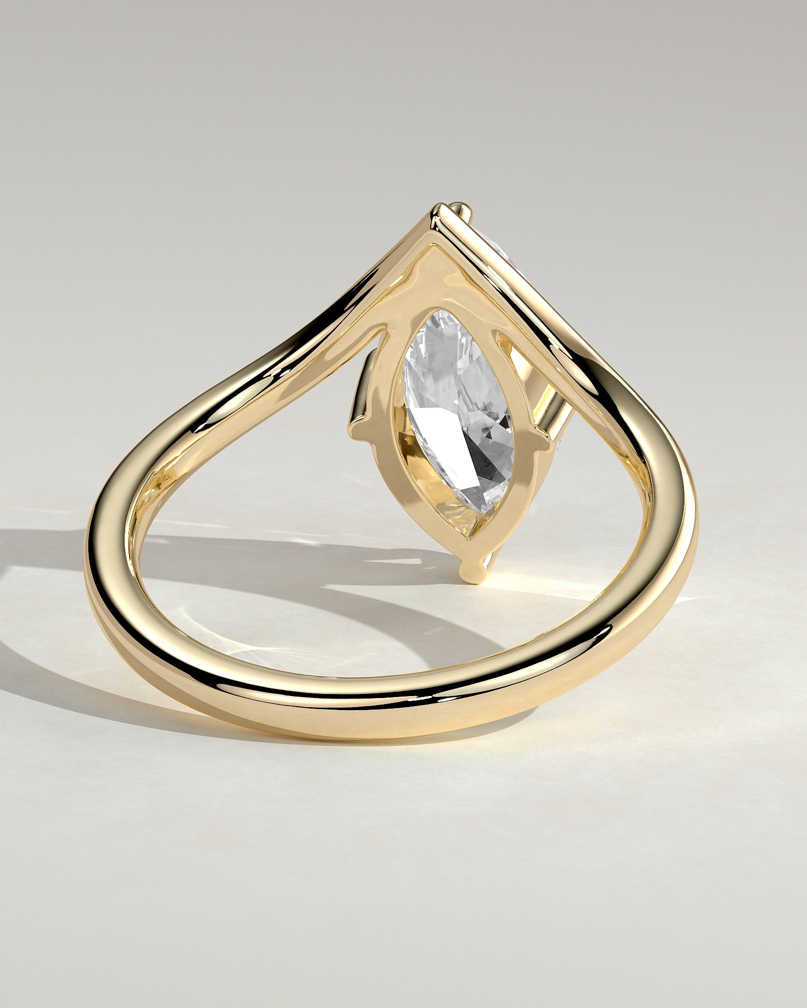 2.0CT Marquise Lab Grown Diamond Curved Solitaire Engagement Ring