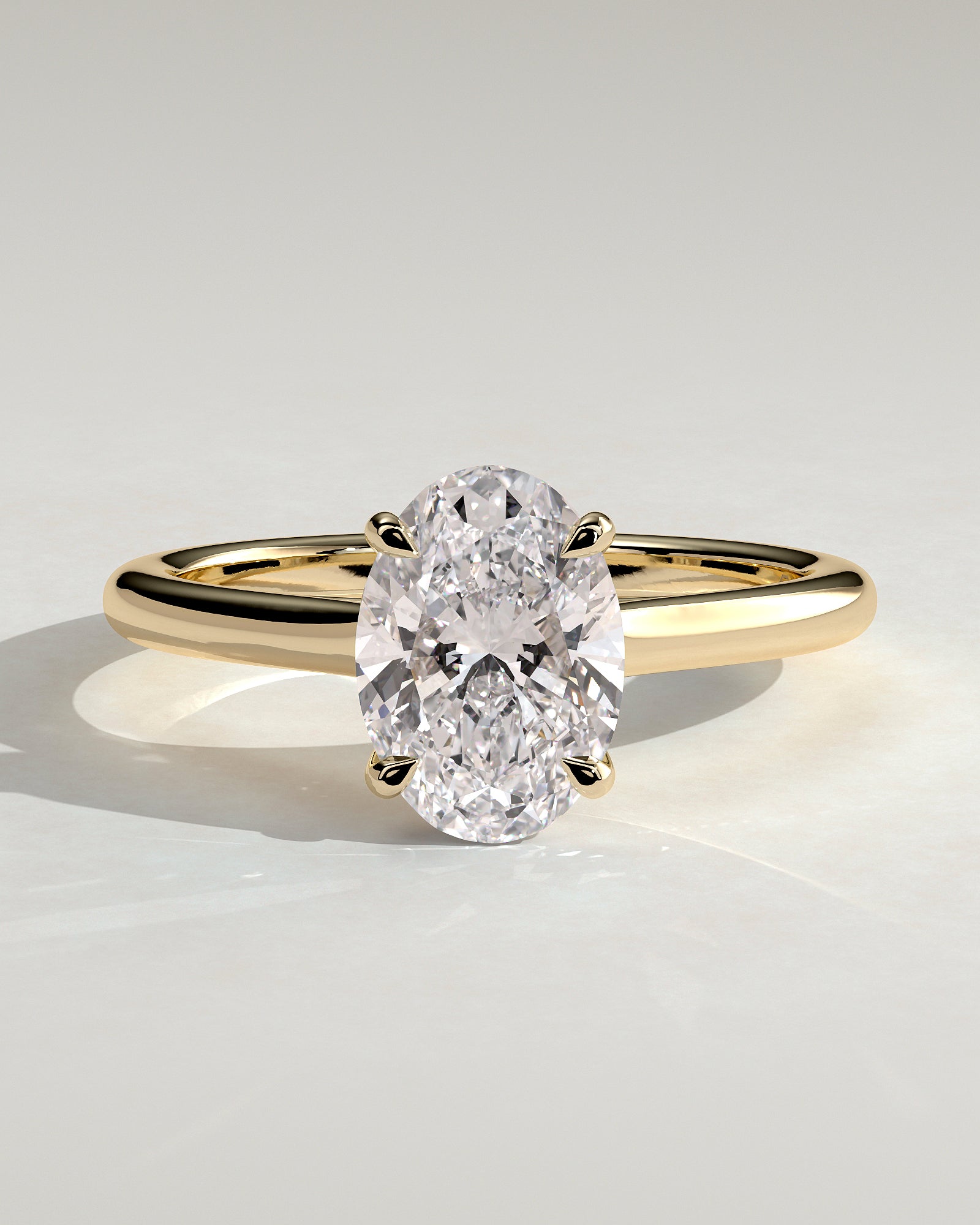 2.0CT Oval Lab Grown Diamond Cathedral Engagement Ring