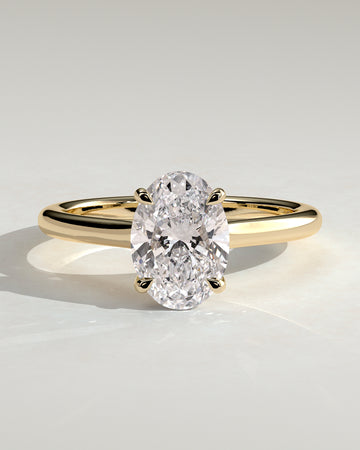 2.0CT Oval Lab Grown Diamond Cathedral Engagement Ring