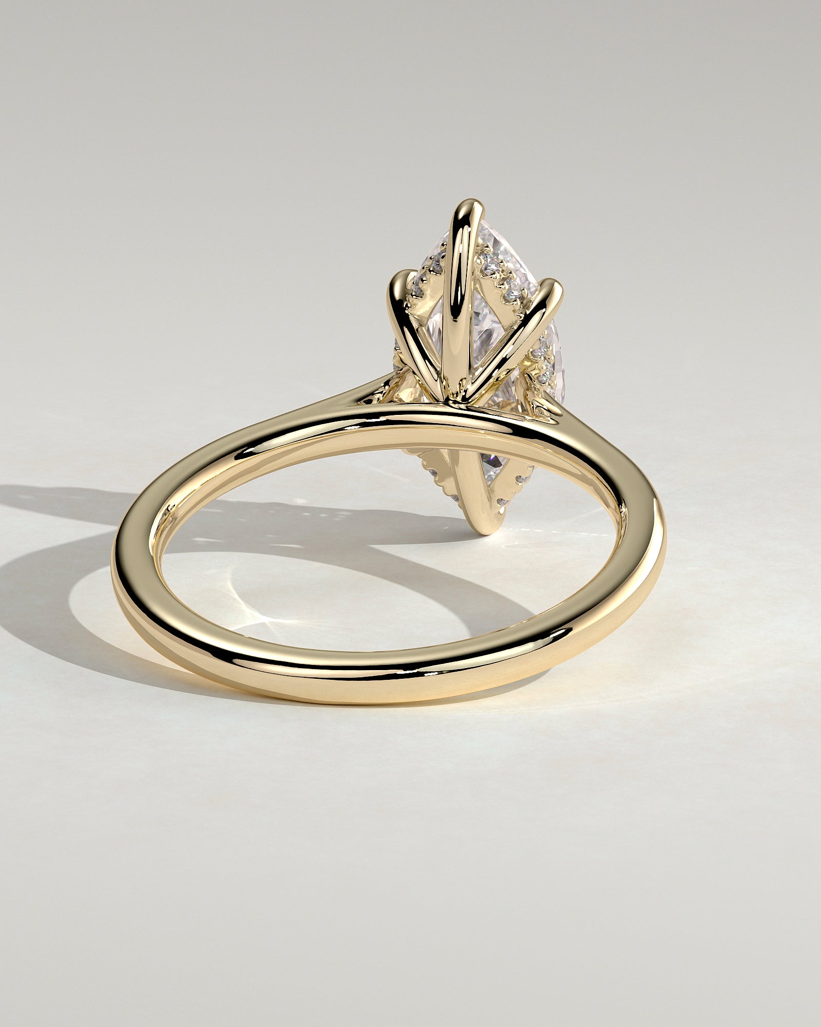 2.0CT Marquise Lab Grown Diamond Hidden Halo Cathedral Engagement Ring