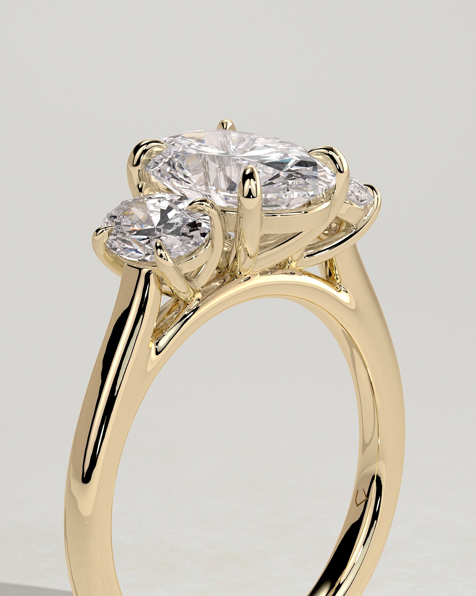 2.0CT Oval Lab Grown Diamond Three Stone Engagement Ring