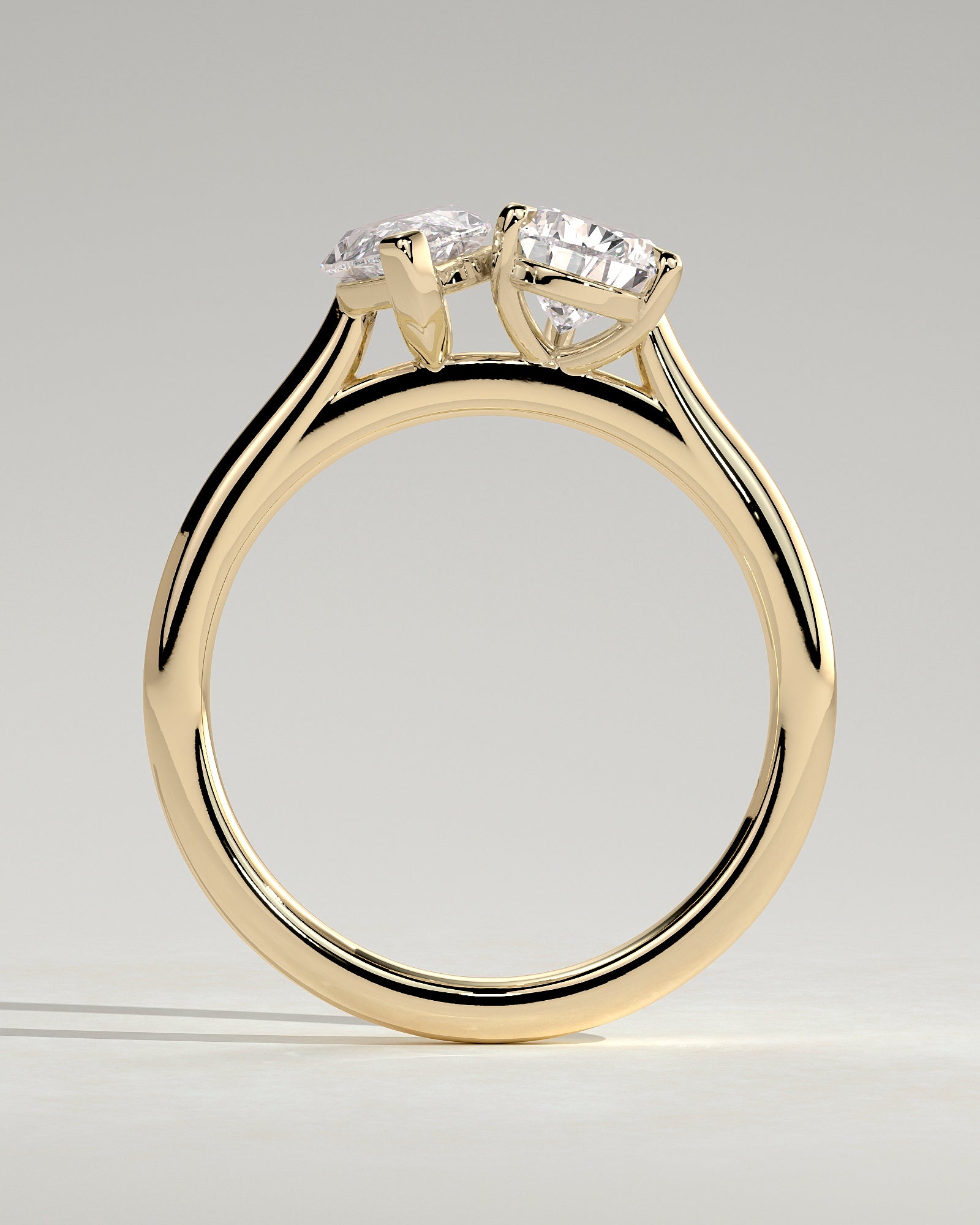 1.50CT Marquise & 1.80CT Pear Lab Grown Diamond Cathedral Toi et Moi Engagement Ring