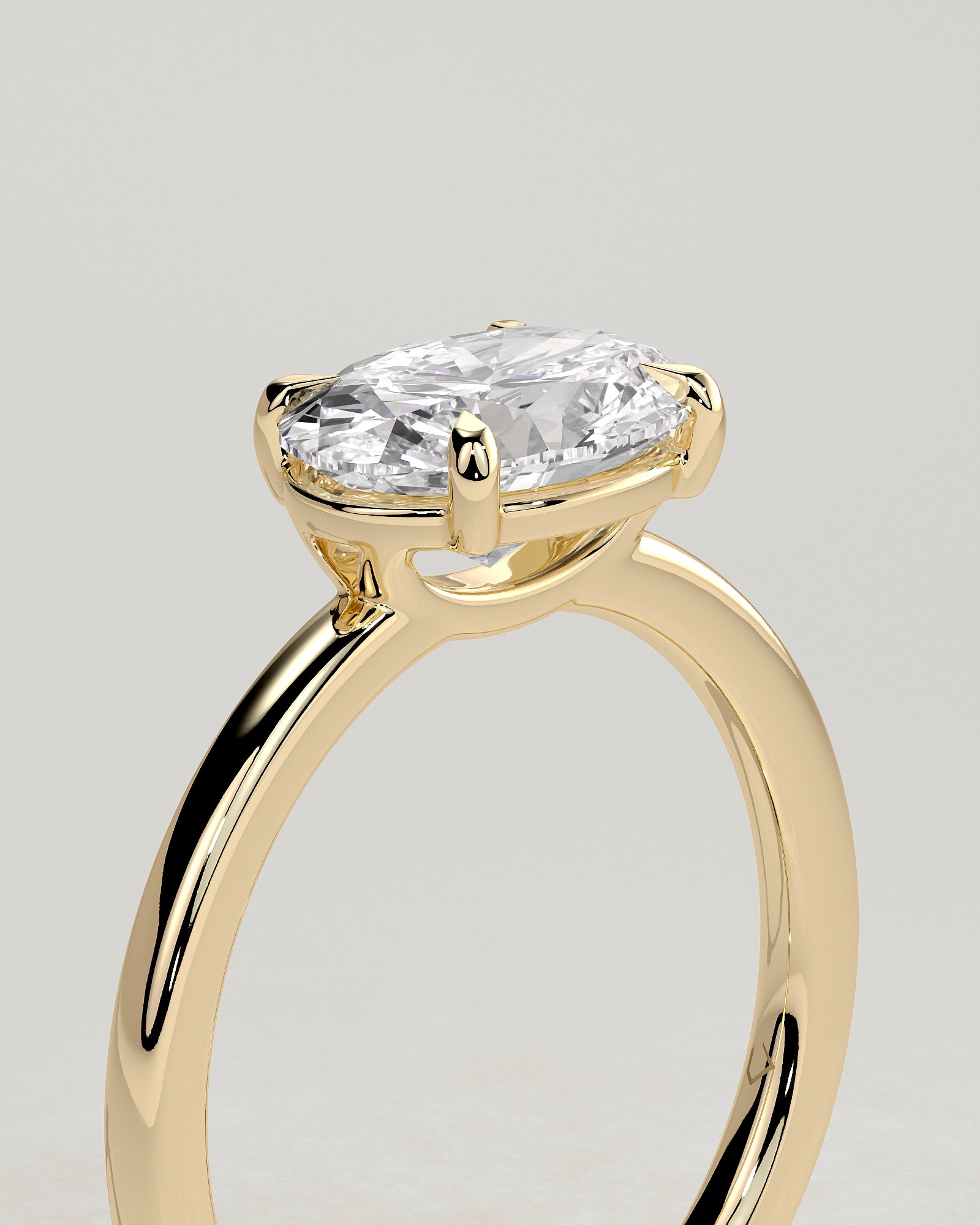 2.0CT East West Oval Lab Grown Diamond Solitaire Engagement Ring