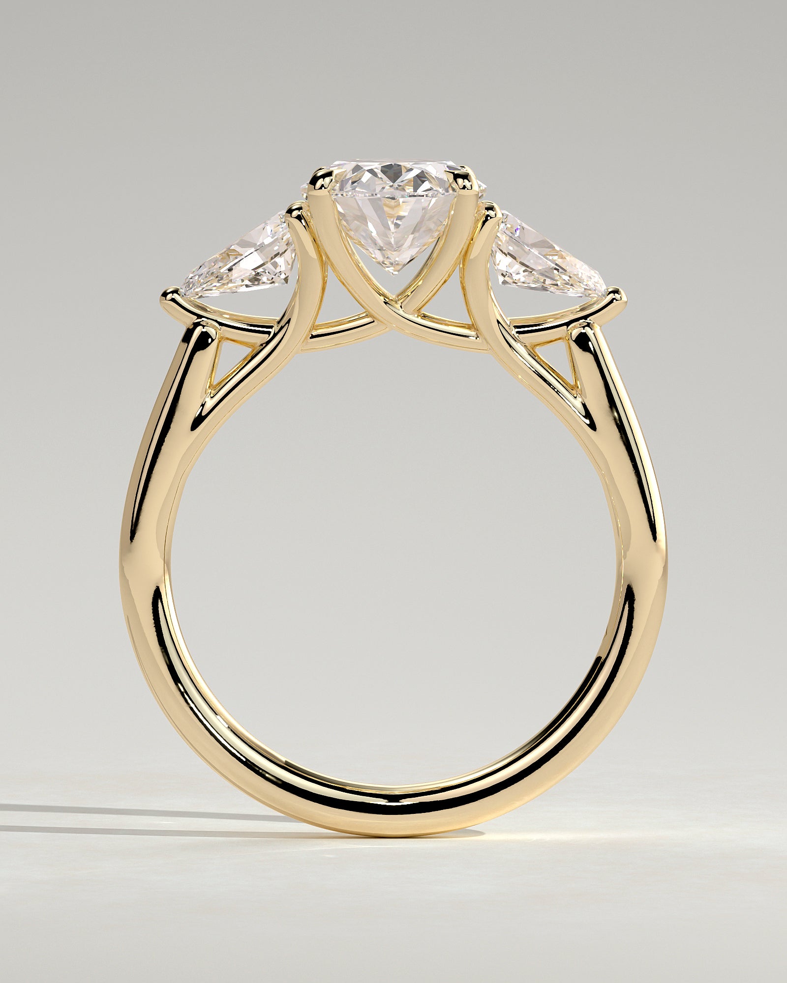 2.0CT Oval Lab Grown Diamond Open Trellis Gallery Three Stone Engagement Ring