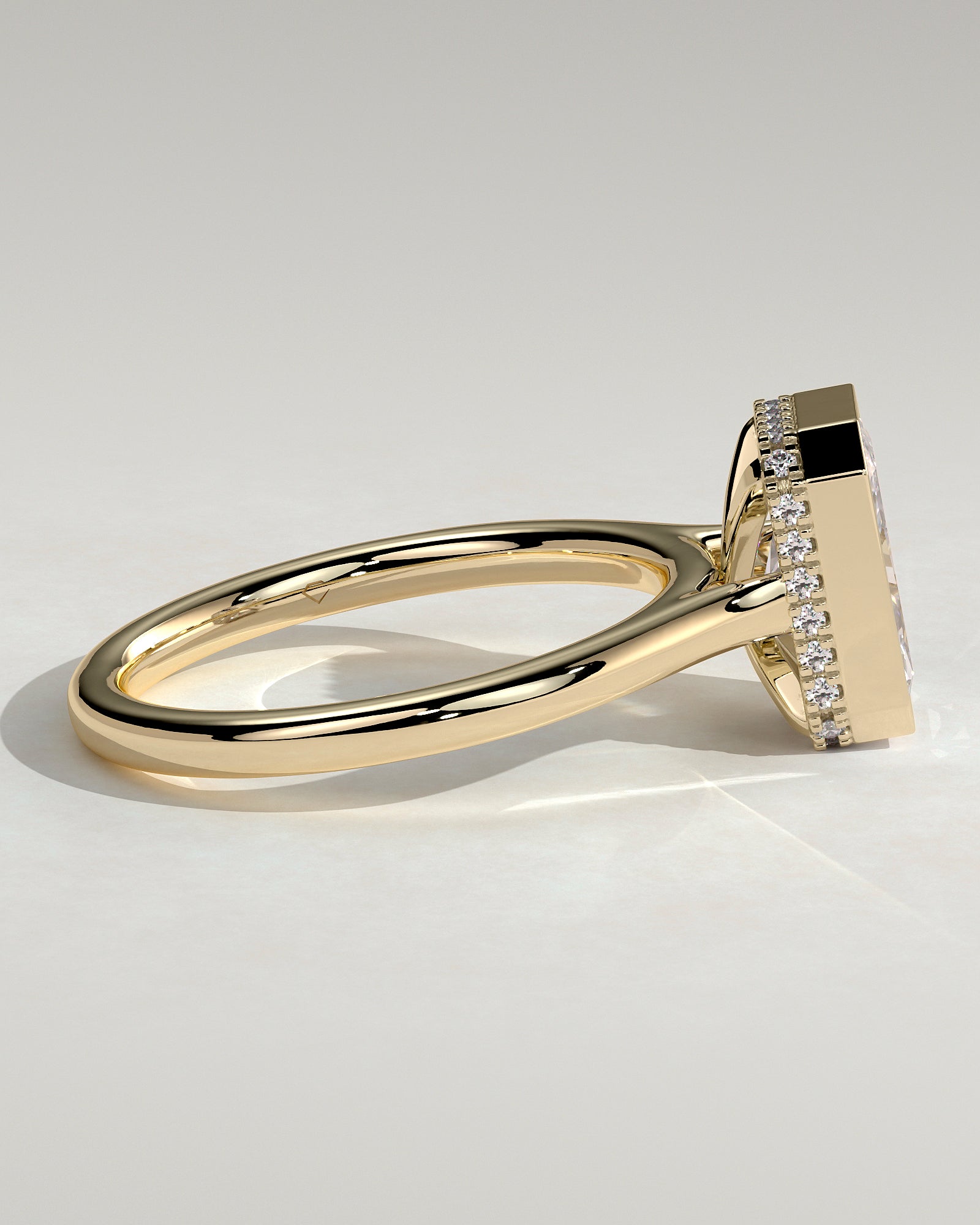 2.0CT Bezel Set Radiant Lab Grown Diamond Hidden Halo Cathedral Engagement Ring